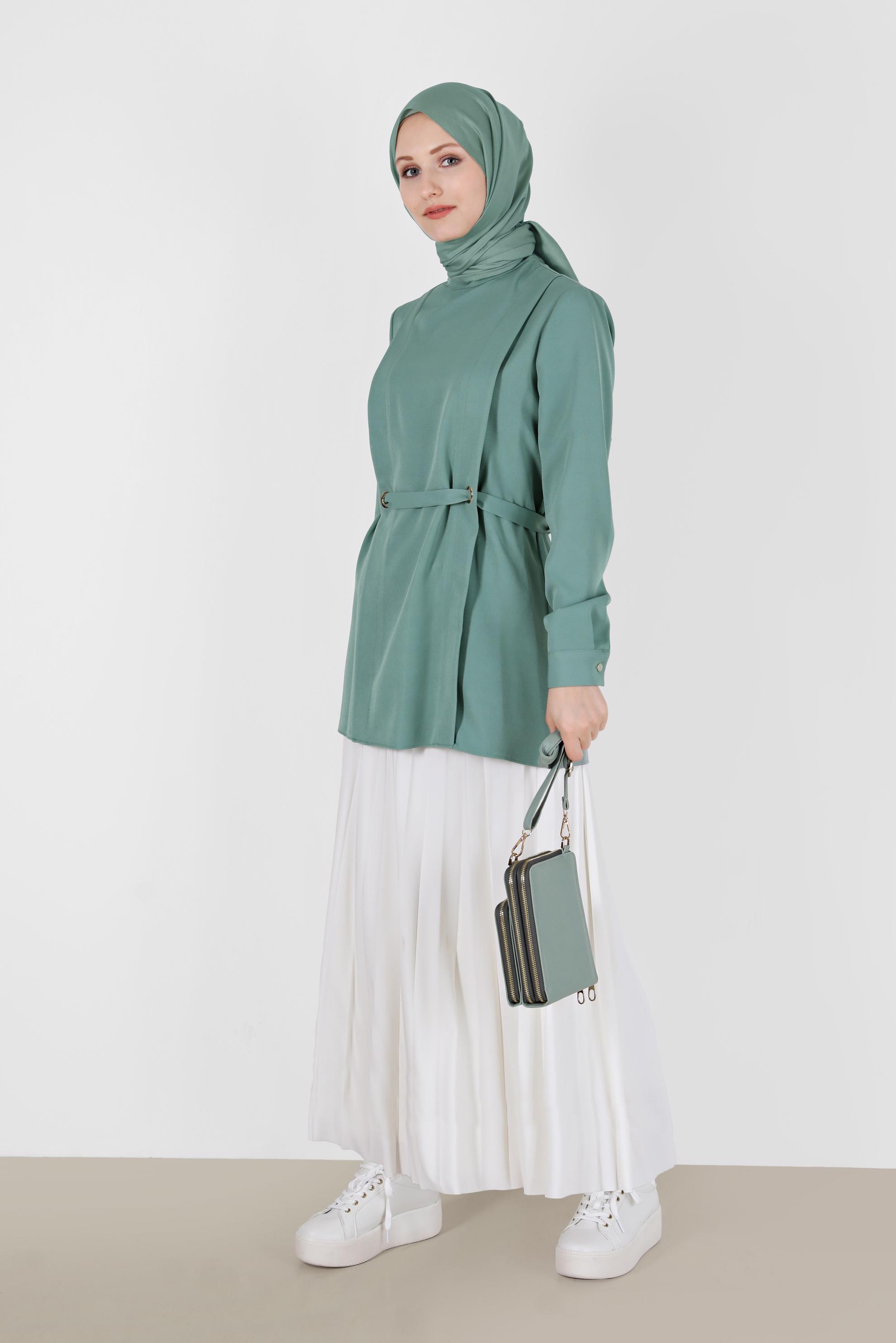 Vêtements hijab VERT CHEMISIER À OEILLET 42338 