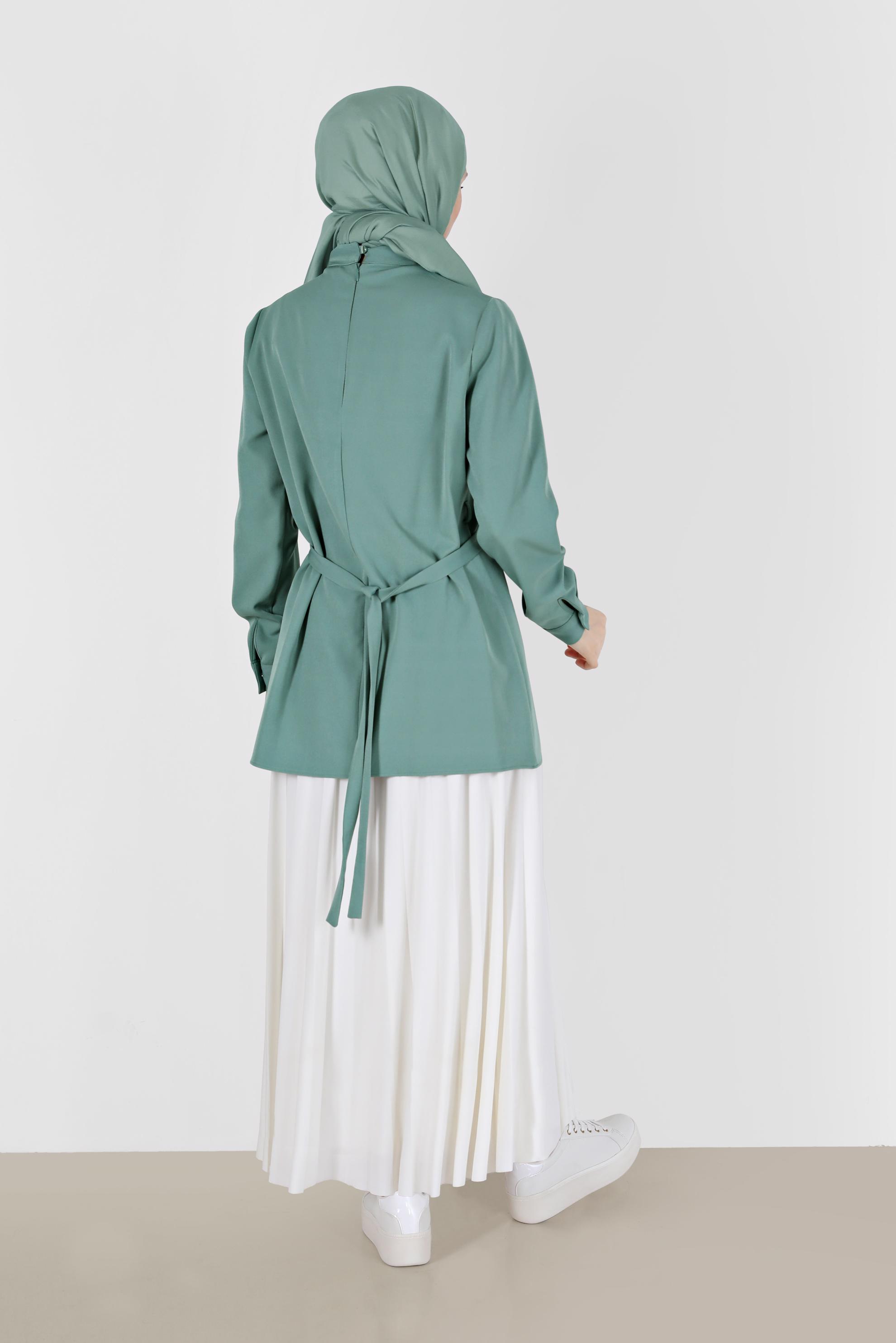 Vêtements hijab VERT CHEMISIER À OEILLET 42338 