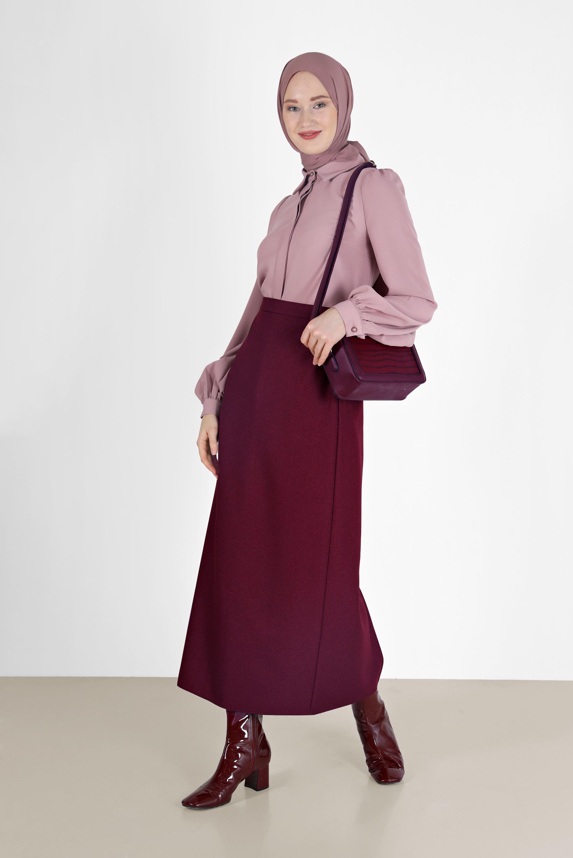 Tesettür giyim PUDRA GİZLİ DÜĞMELİ KREP BLUZ 42339 