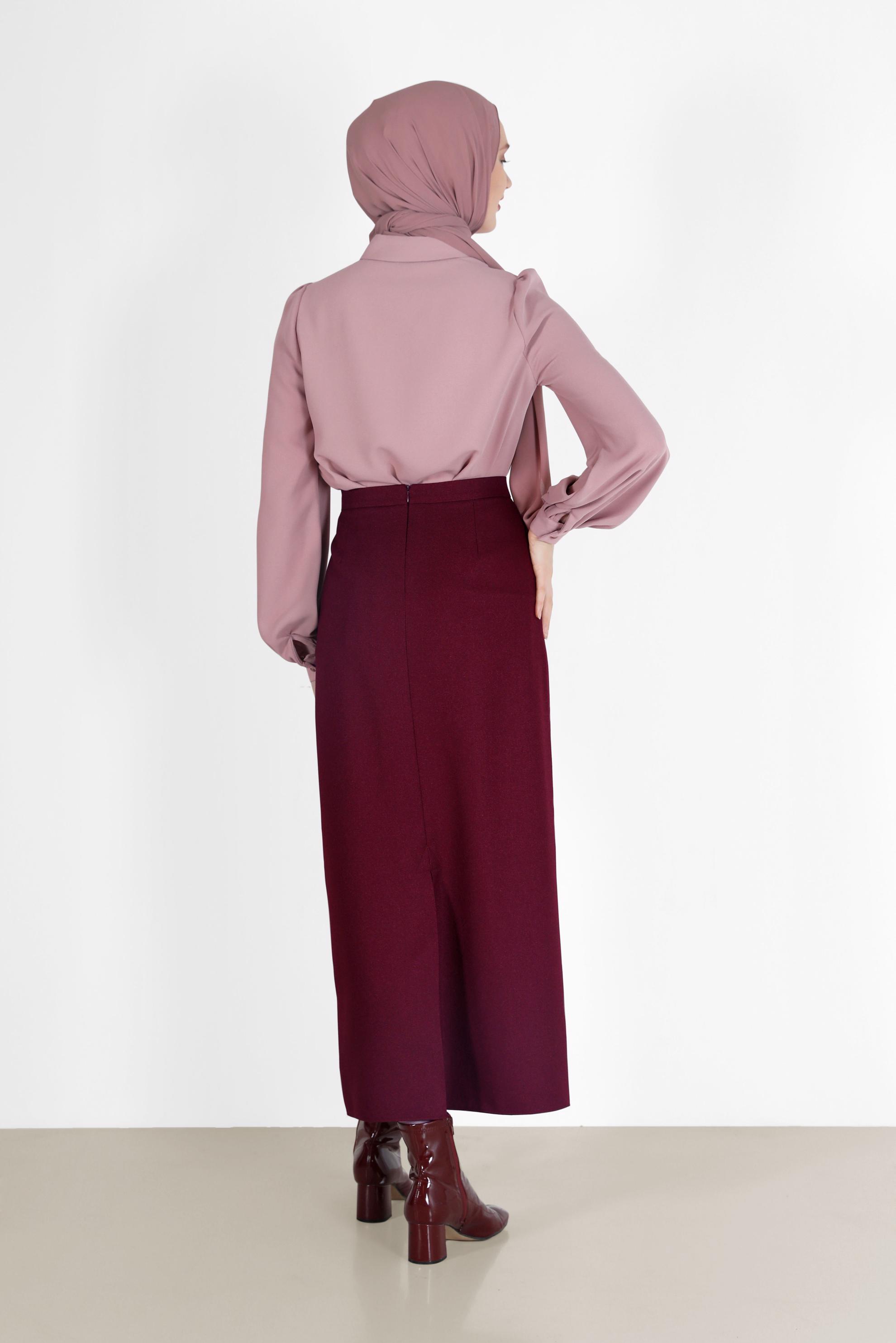 Tesettür giyim PUDRA GİZLİ DÜĞMELİ KREP BLUZ 42339 