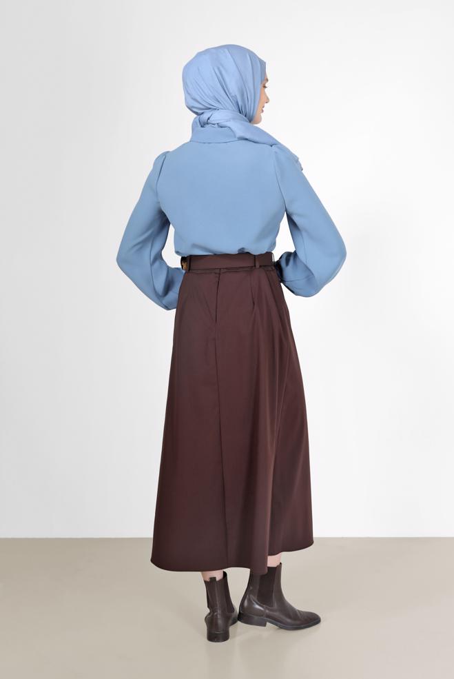 Hijab clothing BLUE INVISIBLE BUTTONED CREPE BLOUSE 42339  - ALVİNA