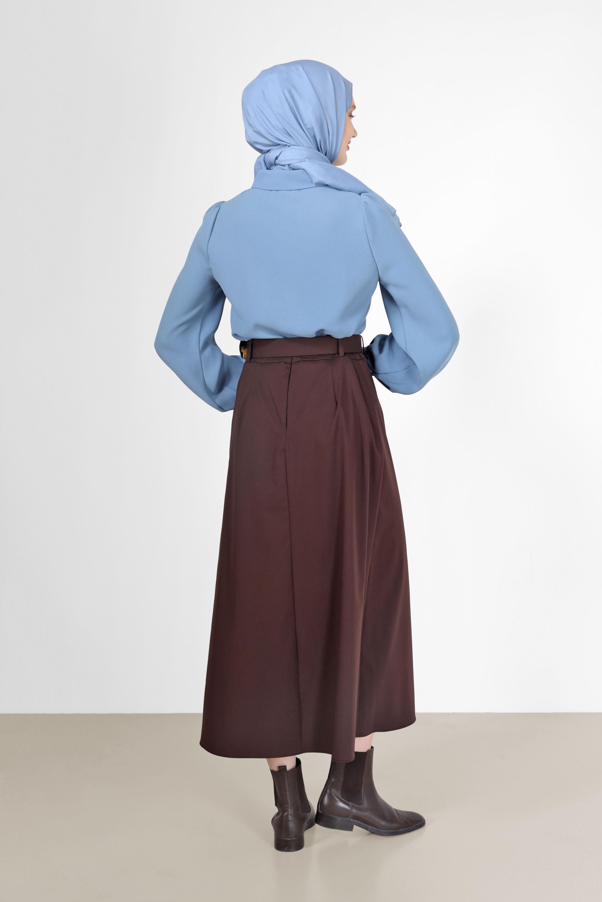 Hijab clothing BLUE INVISIBLE BUTTONED CREPE BLOUSE 42339 