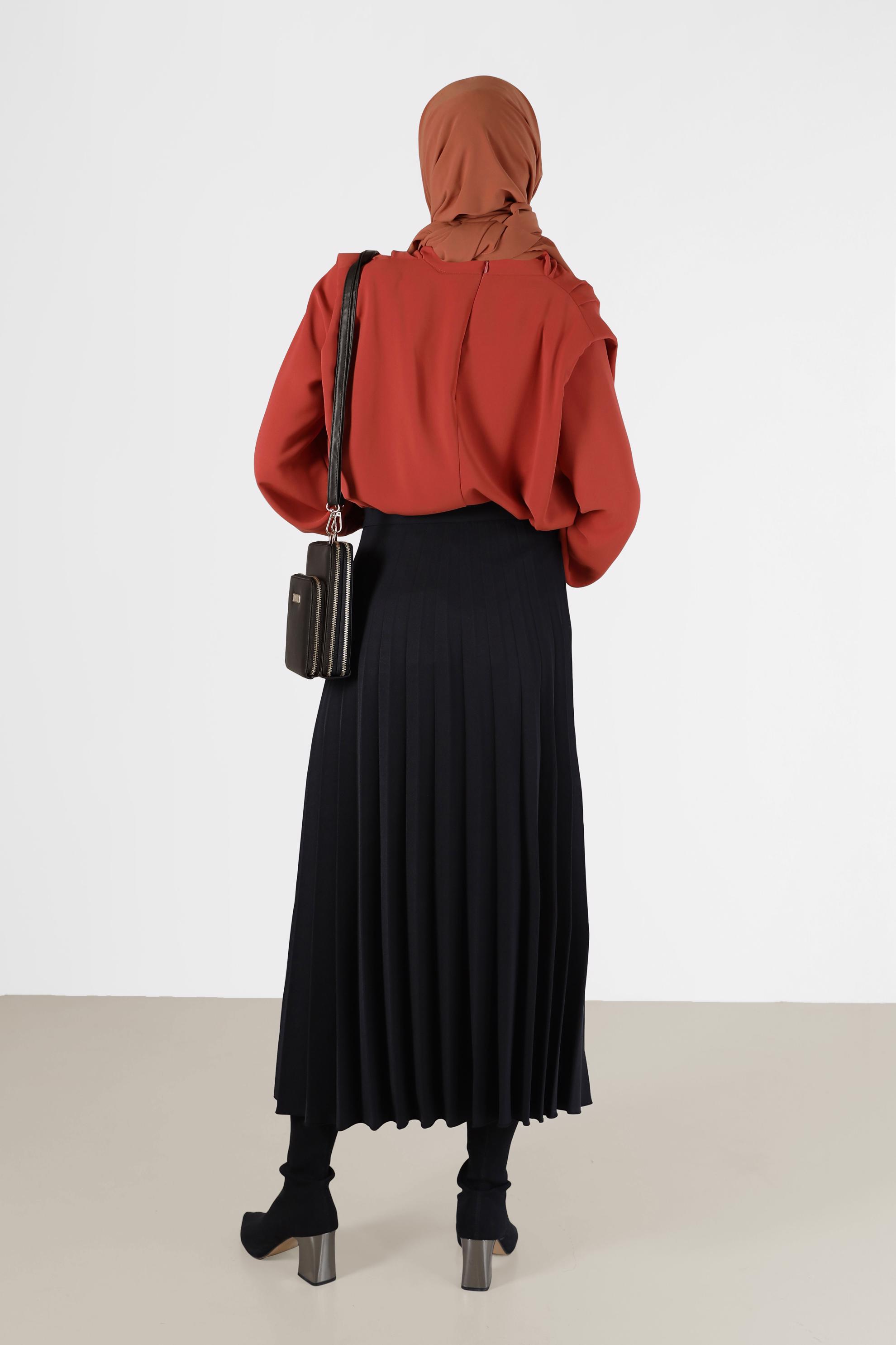 Tesettür giyim TURUNCU BELDEN BAĞLAMALI BLUZ 42340 