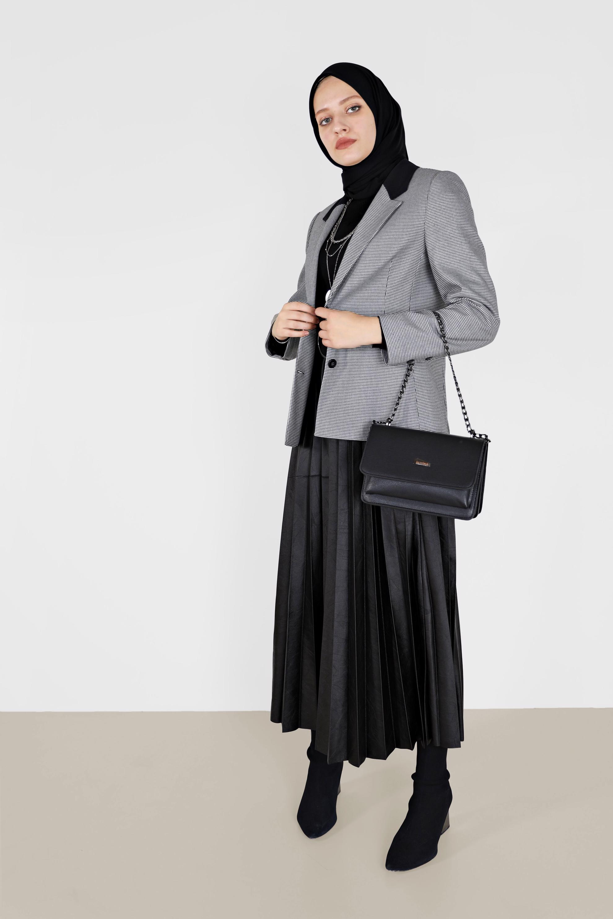 Tesettür giyim SİYAH PÖTİKARE DESENLİ BLAZER CEKET 42167