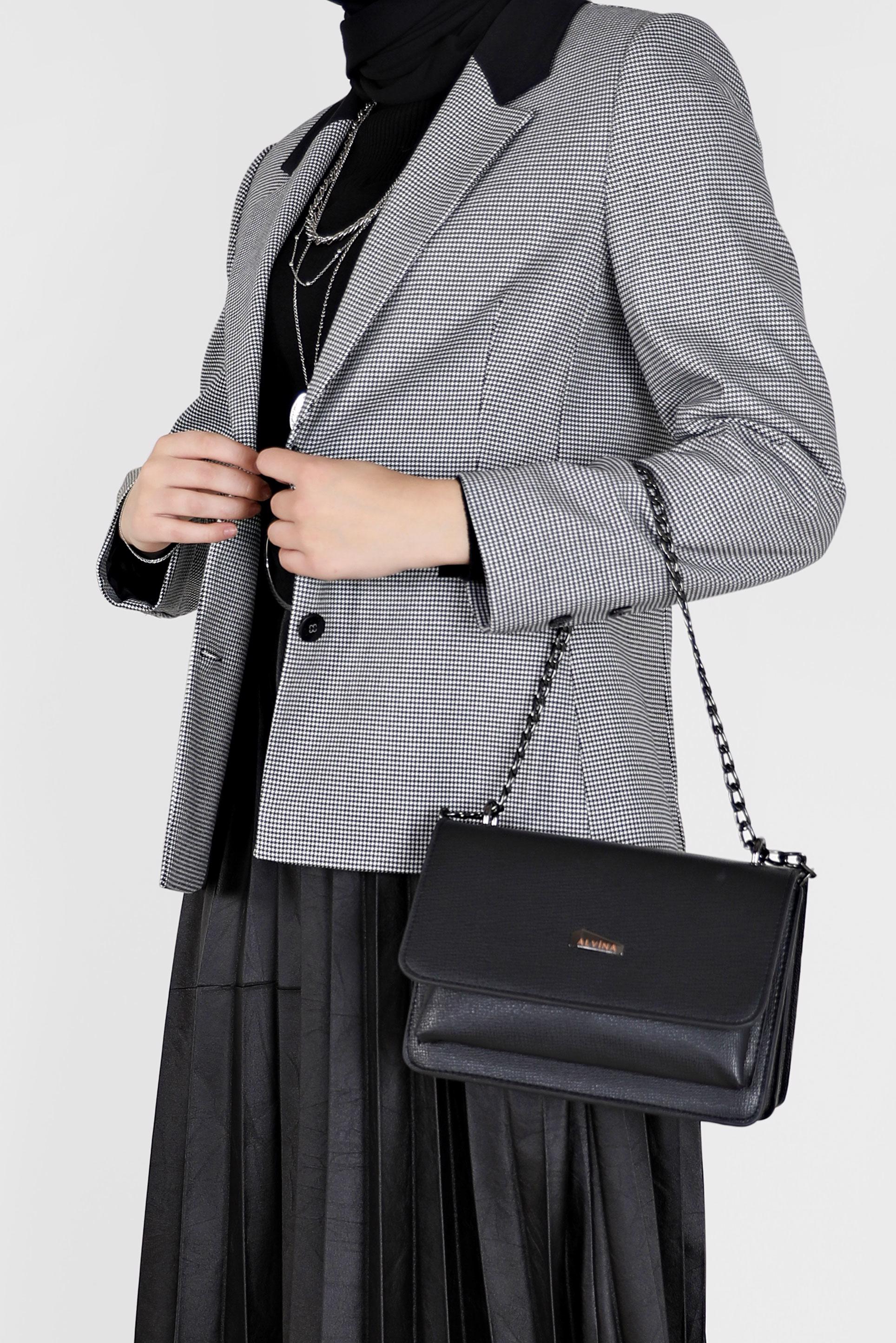 Tesettür giyim SİYAH PÖTİKARE DESENLİ BLAZER CEKET 42167