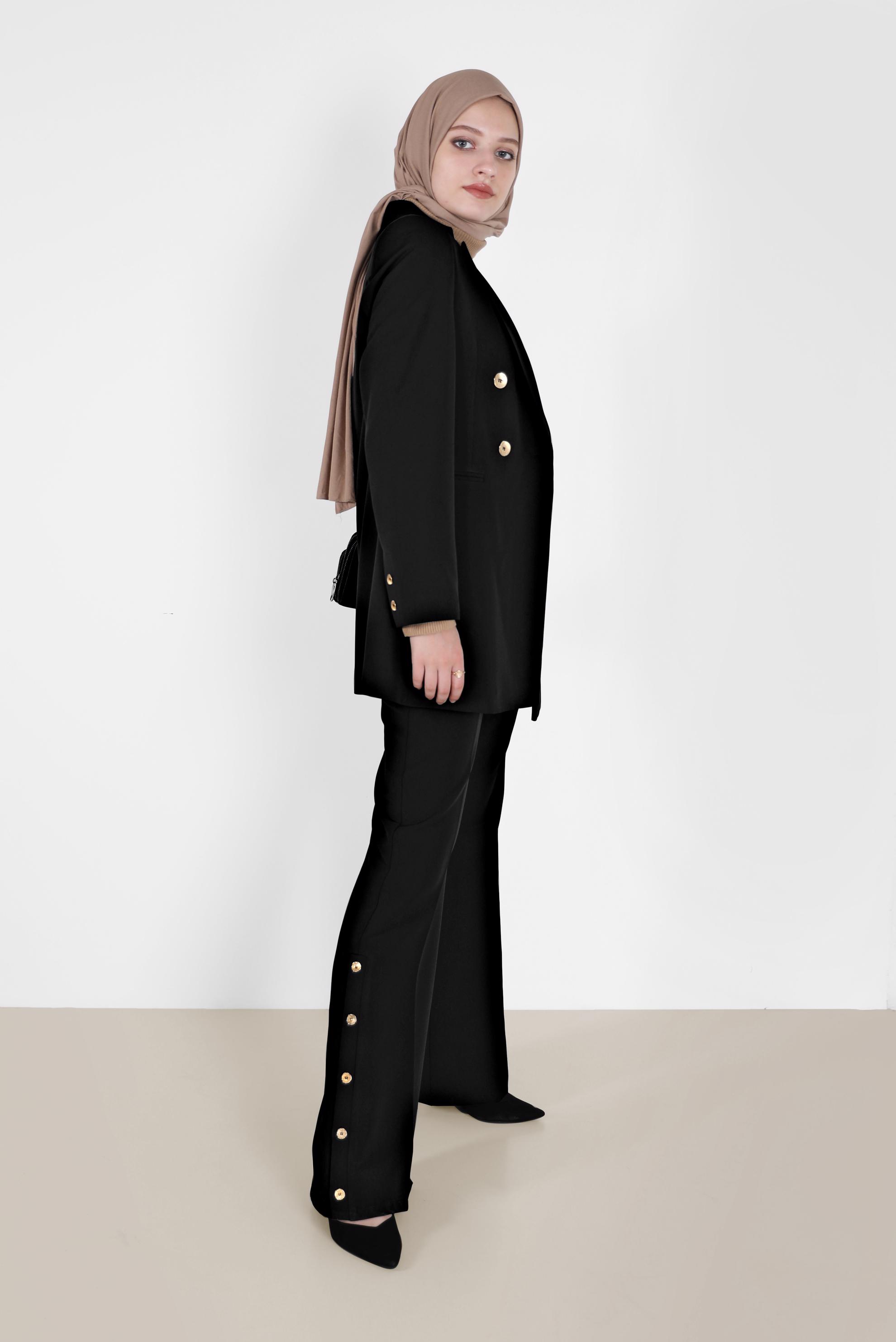 Hijab clothing BLACK DOUBLE BREASTED BLAZER 42210 