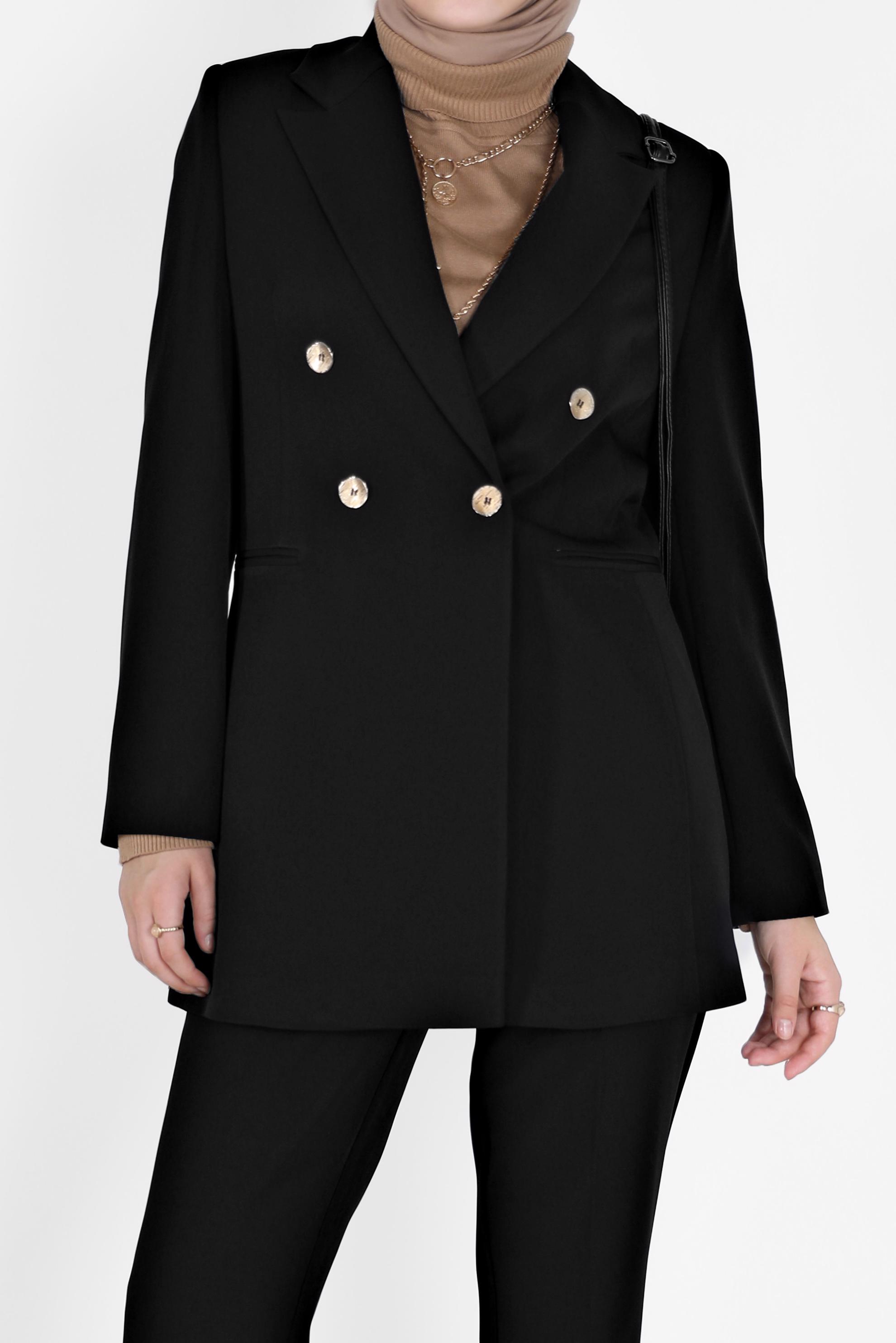 Hijab clothing BLACK DOUBLE BREASTED BLAZER 42210 