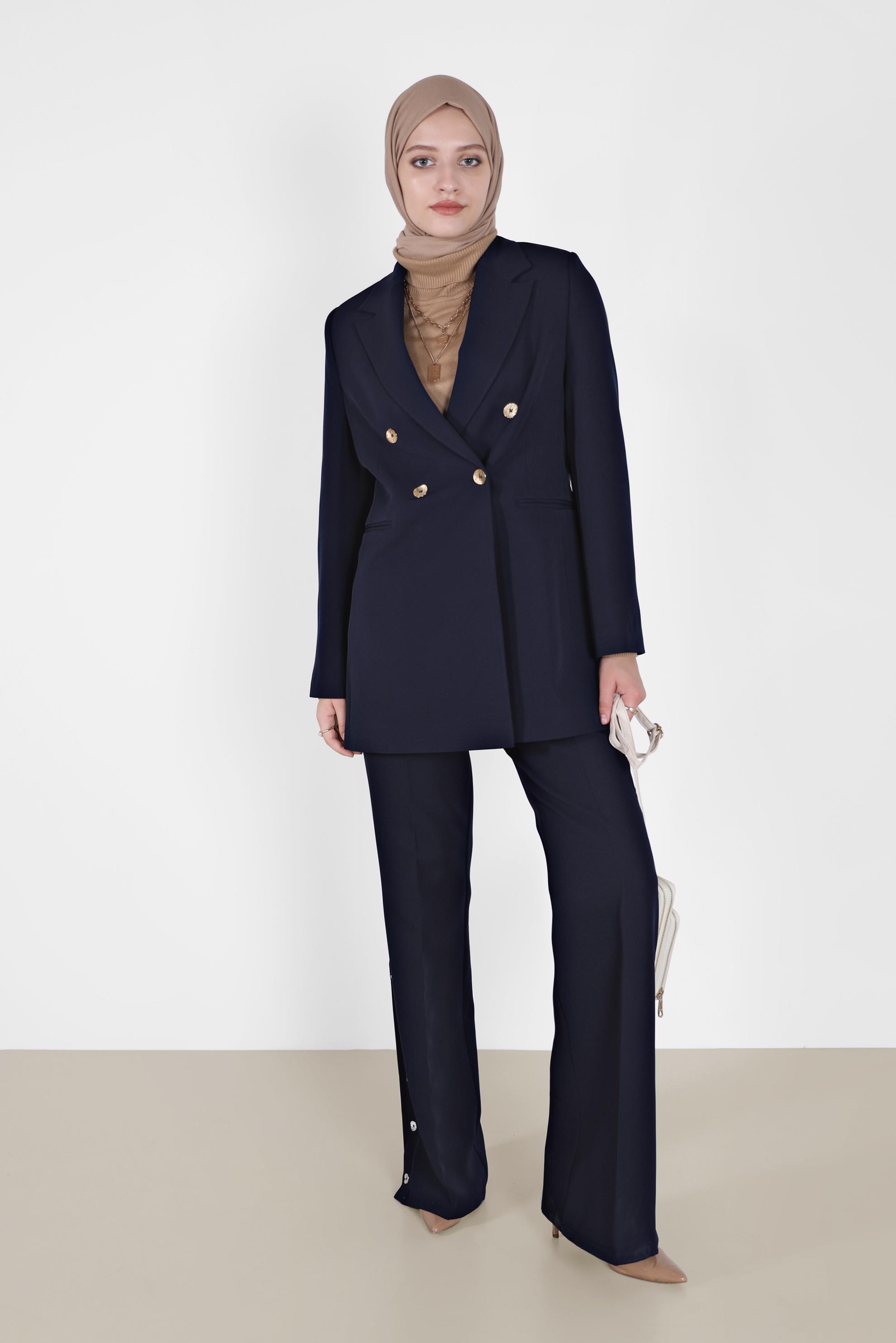 Tesettür giyim LACİVERT KRUVAZE YAKA BLAZER CEKET 42210 