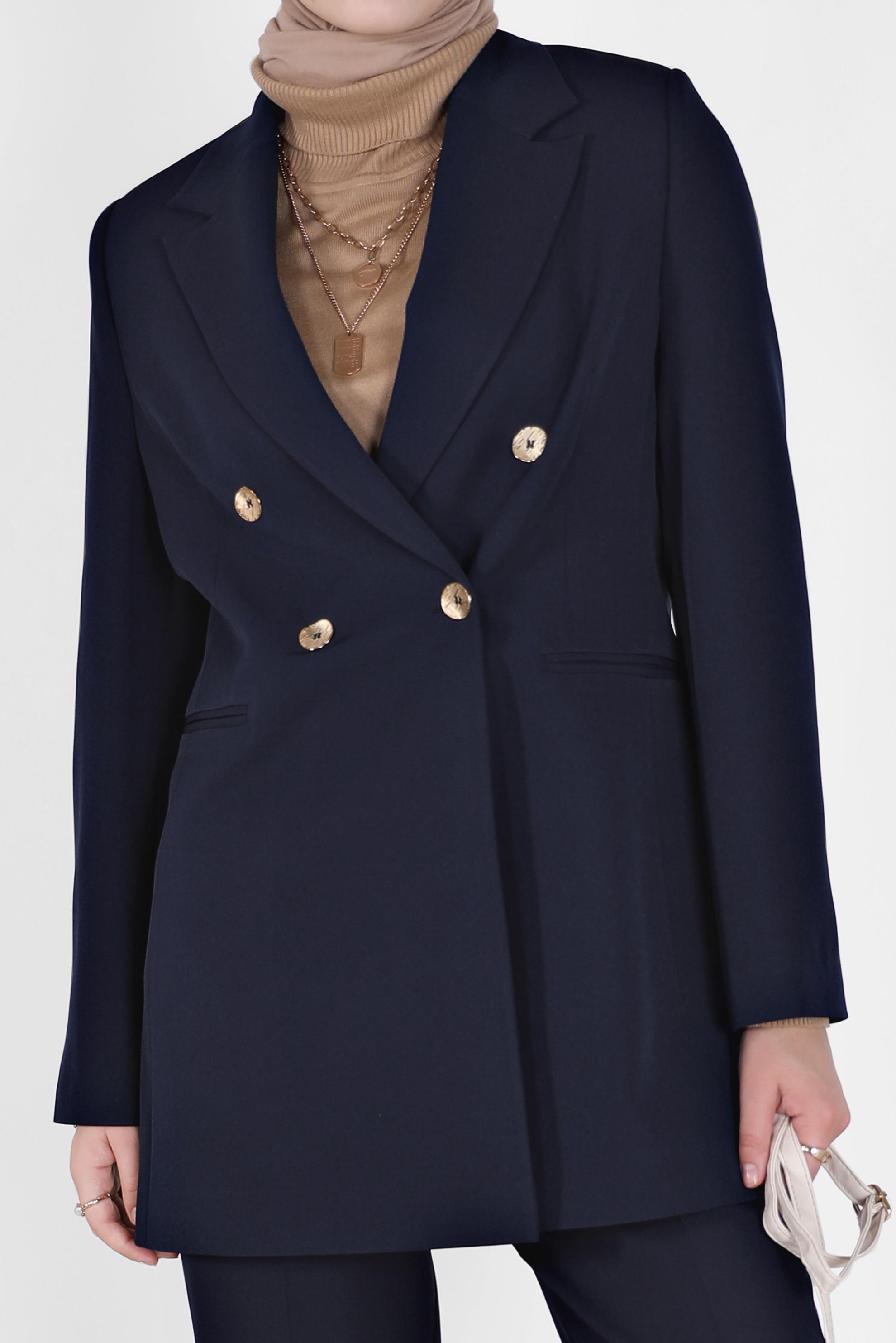 Tesettür giyim LACİVERT KRUVAZE YAKA BLAZER CEKET 42210 