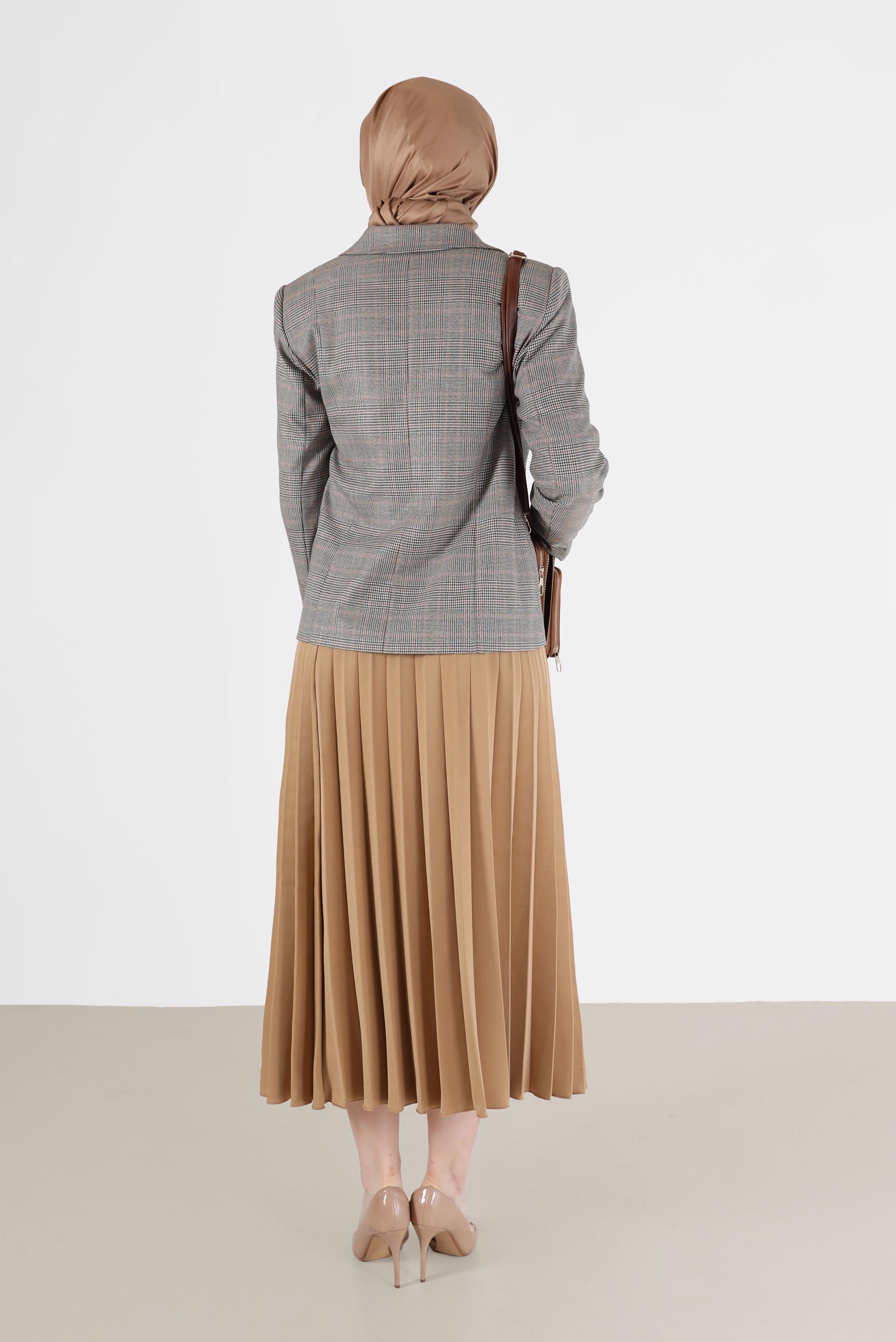 Hijab clothing ORANGE ASYMMETRIC CUT CHECKED JACKET 42214 