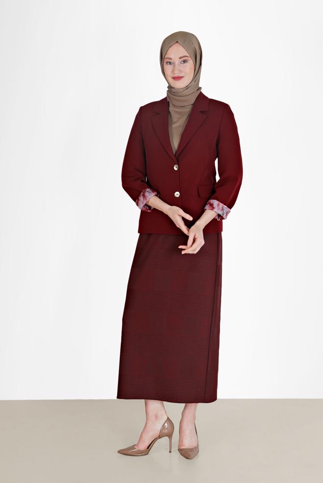 Tesettür giyim  ASTARI BASKILI KLASİK YAKA CEKET 42235  - ALVİNA