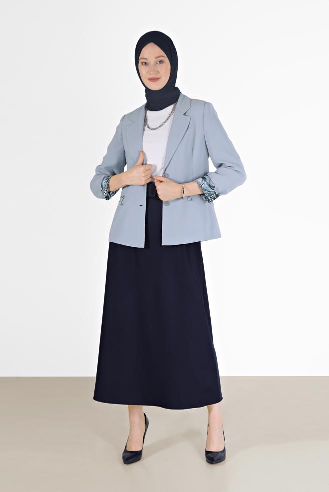 Vêtements hijab ARGENT VESTE COL CLASSIQUE LIGNE À MOTIFS 42237 - ALVİNA
