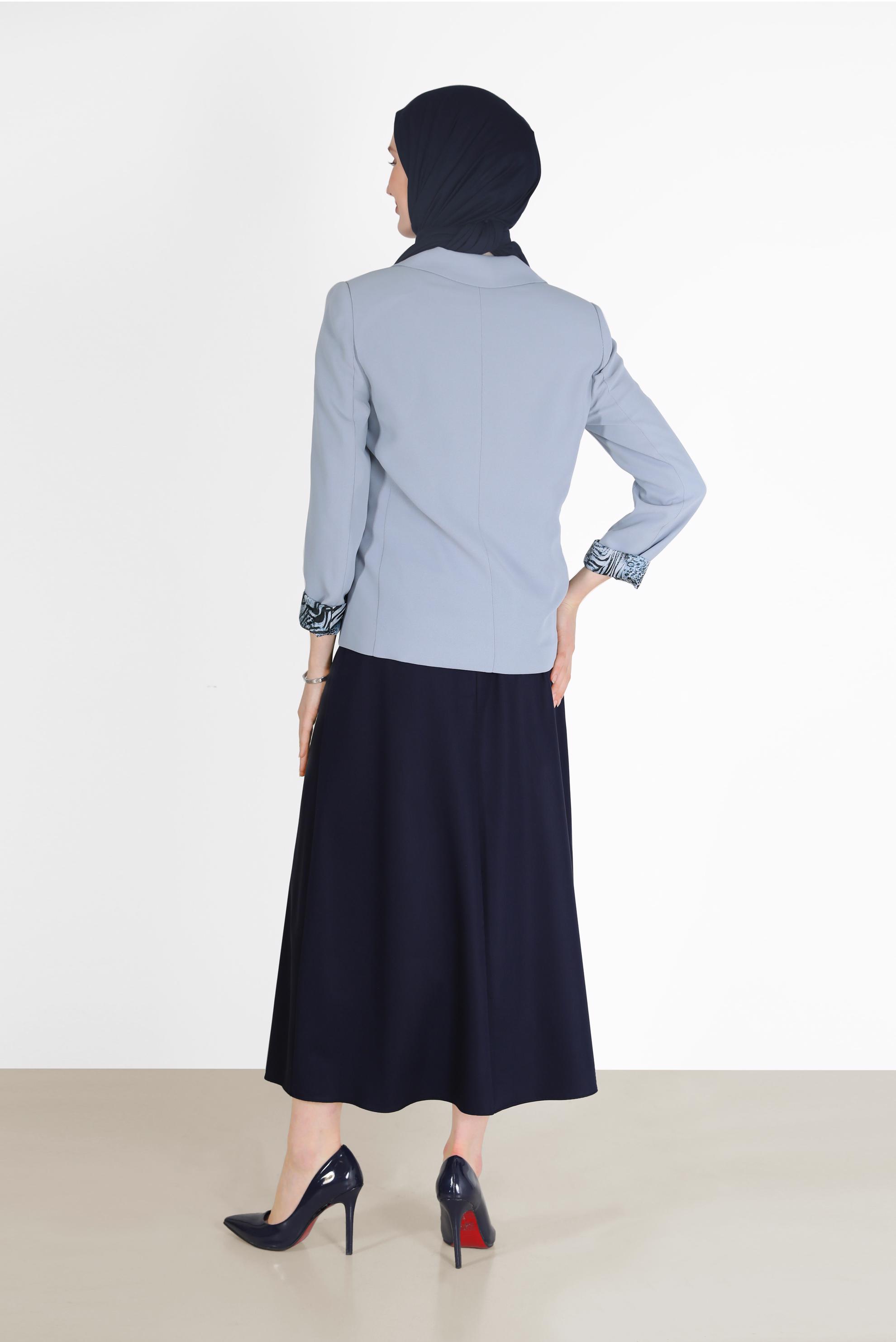 Vêtements hijab ARGENT VESTE COL CLASSIQUE LIGNE À MOTIFS 42237