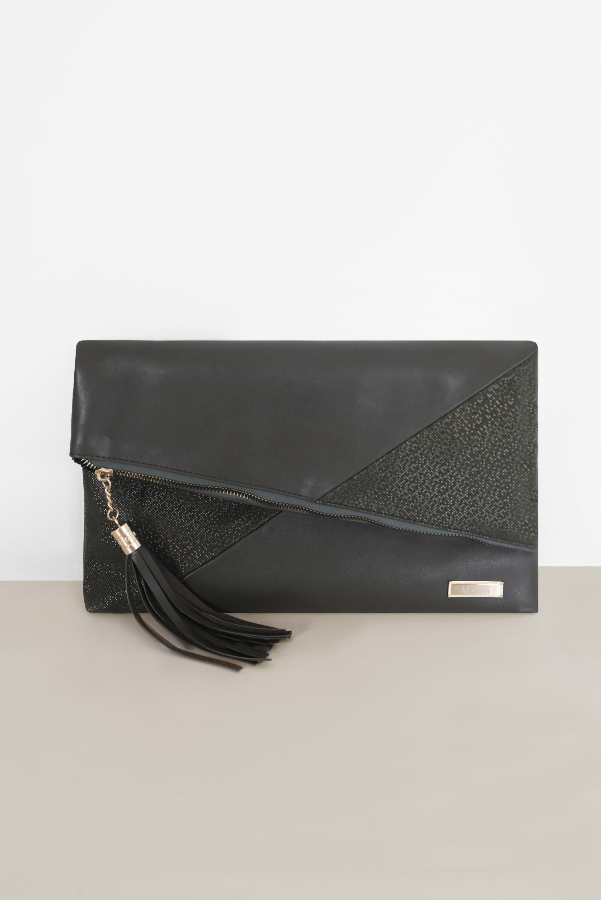 Tesettür giyim HAKİ SÜET DETAYLI CLUTCH ÇANTA 042 