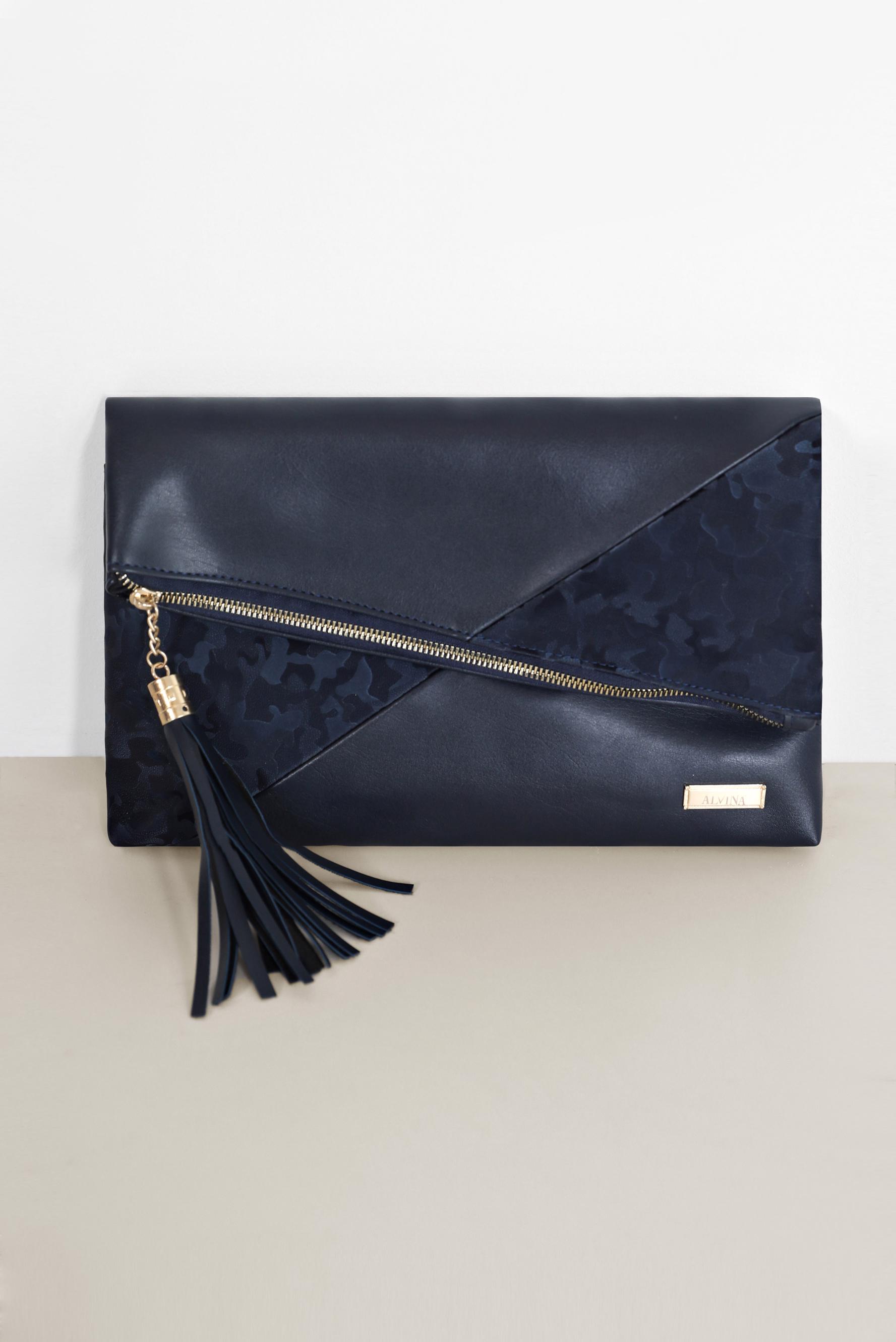 Tesettür giyim LACİVERT SÜET DETAYLI CLUTCH ÇANTA 042 