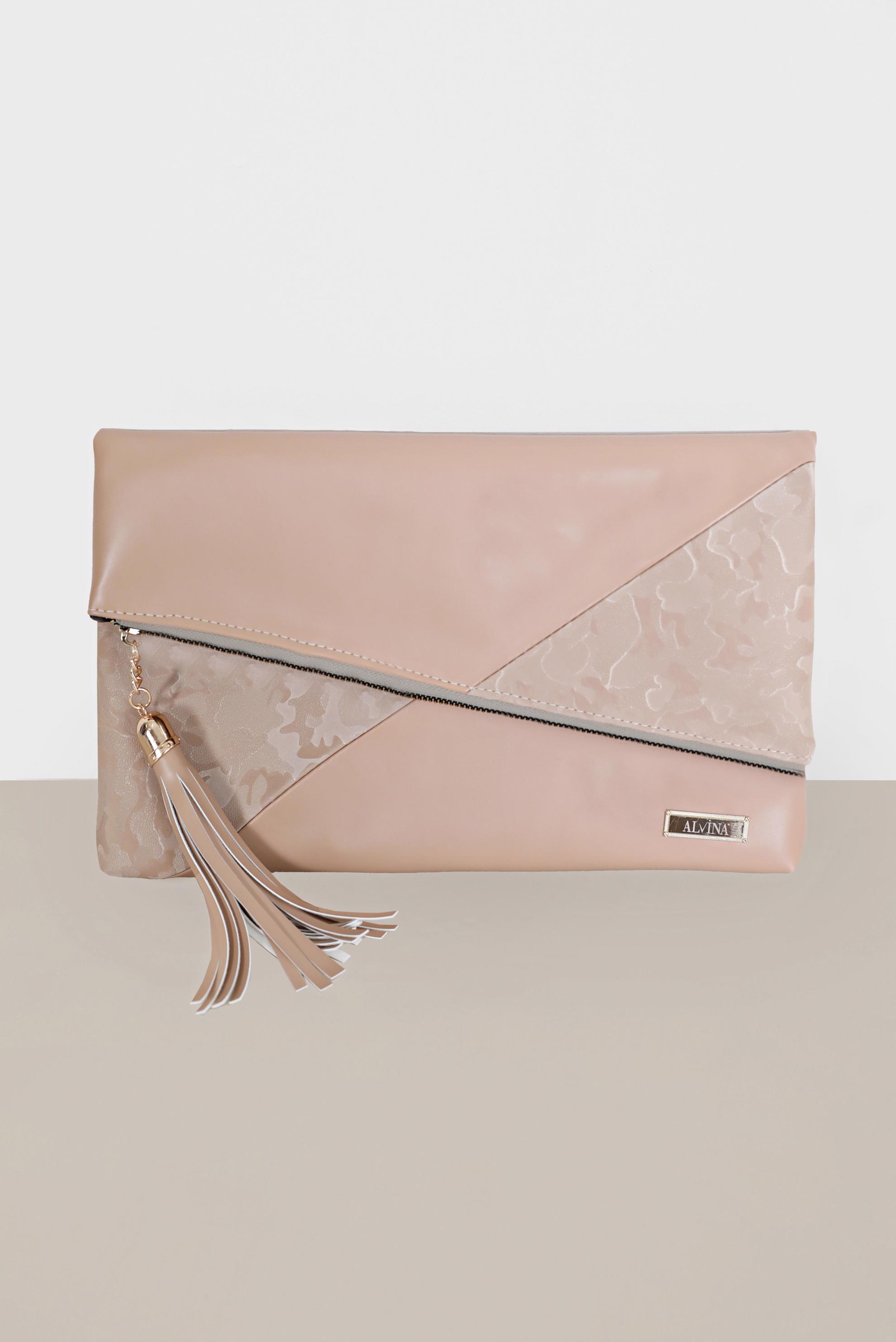 Tesettür giyim EKRU SÜET DETAYLI CLUTCH ÇANTA 042 