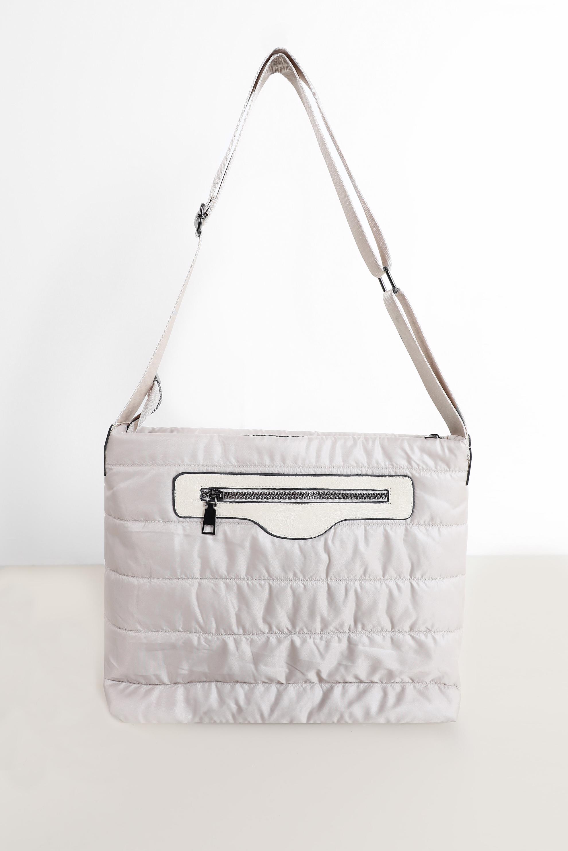 Tesettür giyim BEYAZ ALVİNA FERMUAR DETAYLI ŞİŞME ÇANTA 1871 