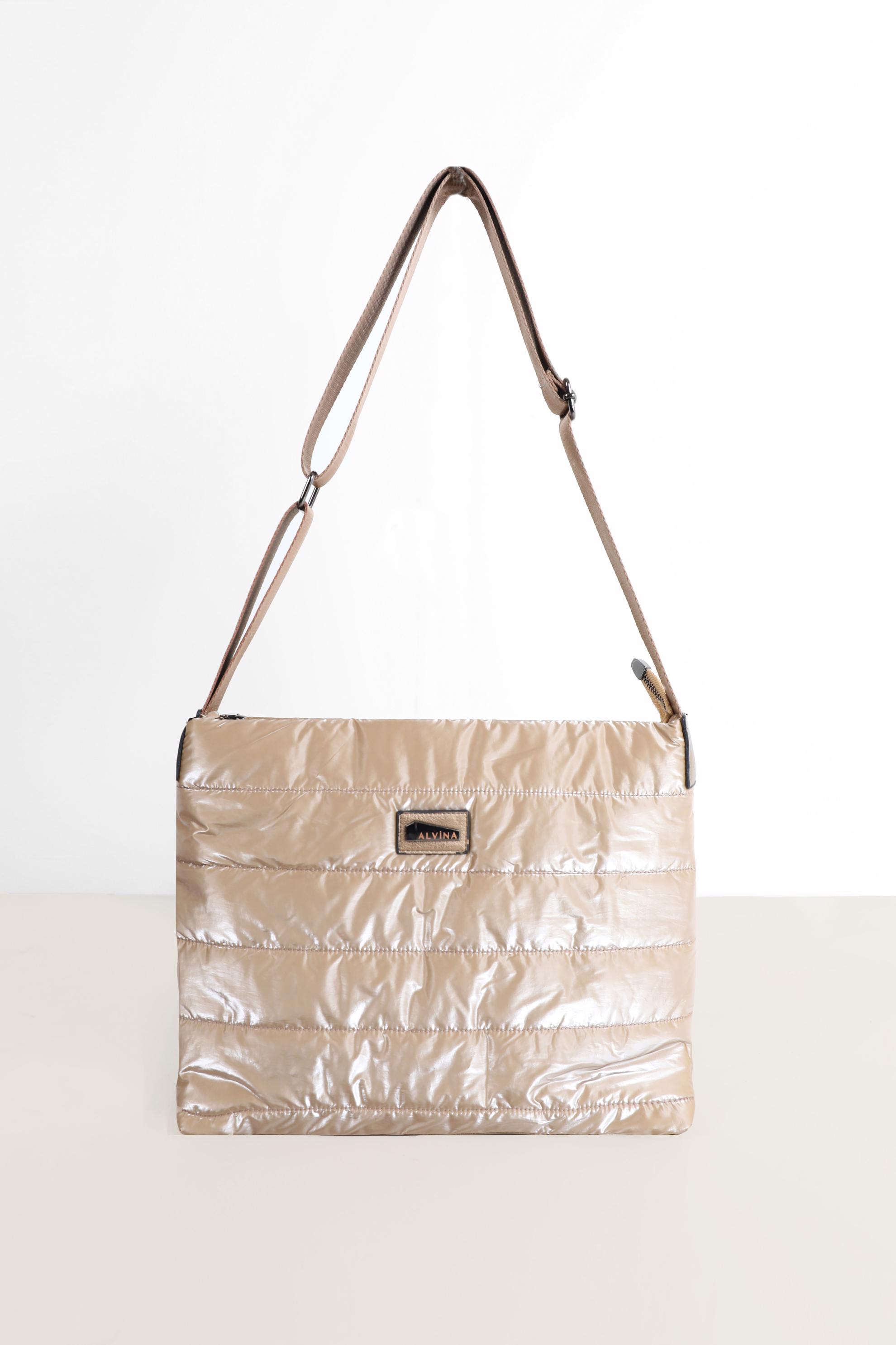 Tesettür giyim VİZON ALVİNA FERMUAR DETAYLI ŞİŞME ÇANTA 1871 