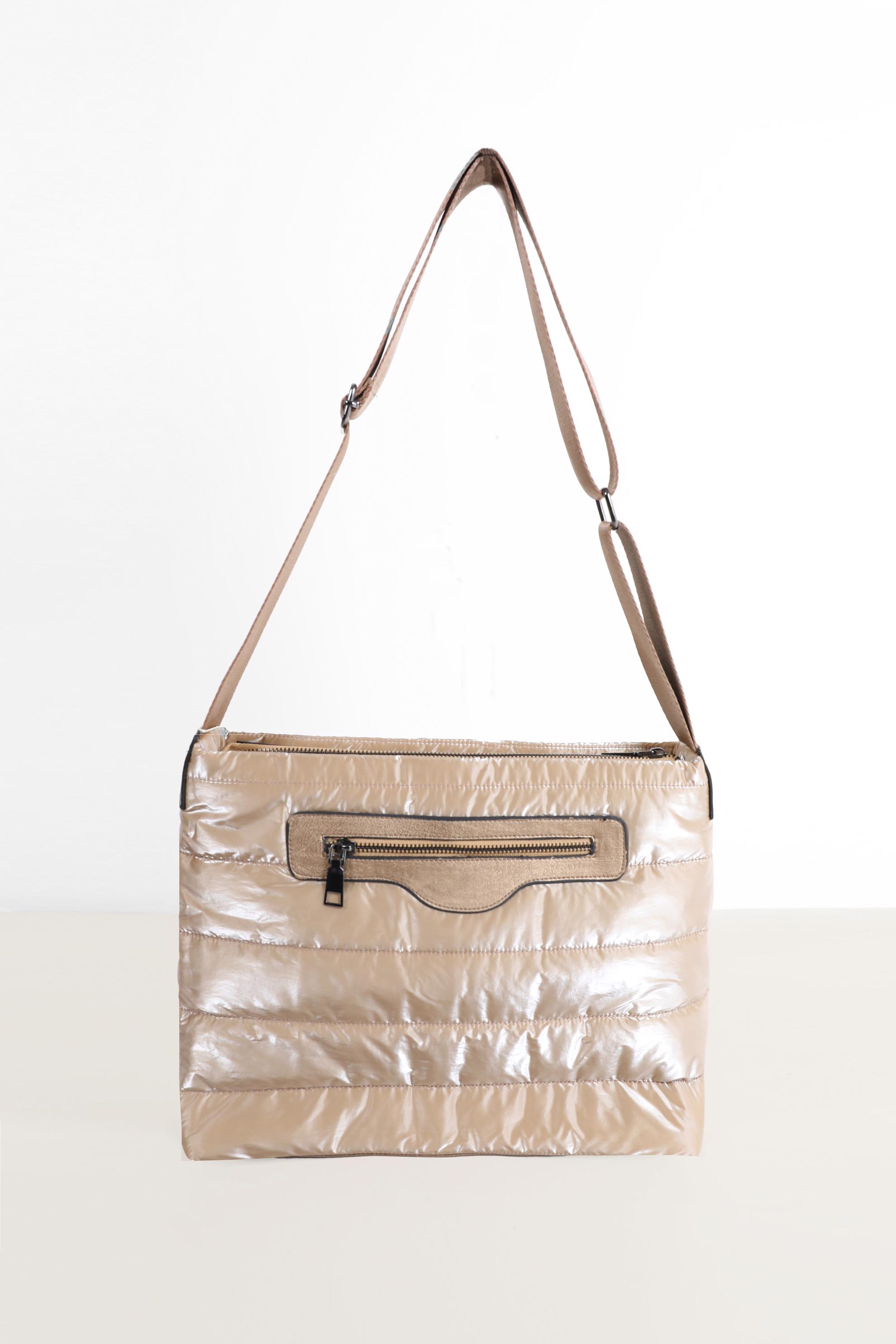 Tesettür giyim VİZON ALVİNA FERMUAR DETAYLI ŞİŞME ÇANTA 1871 