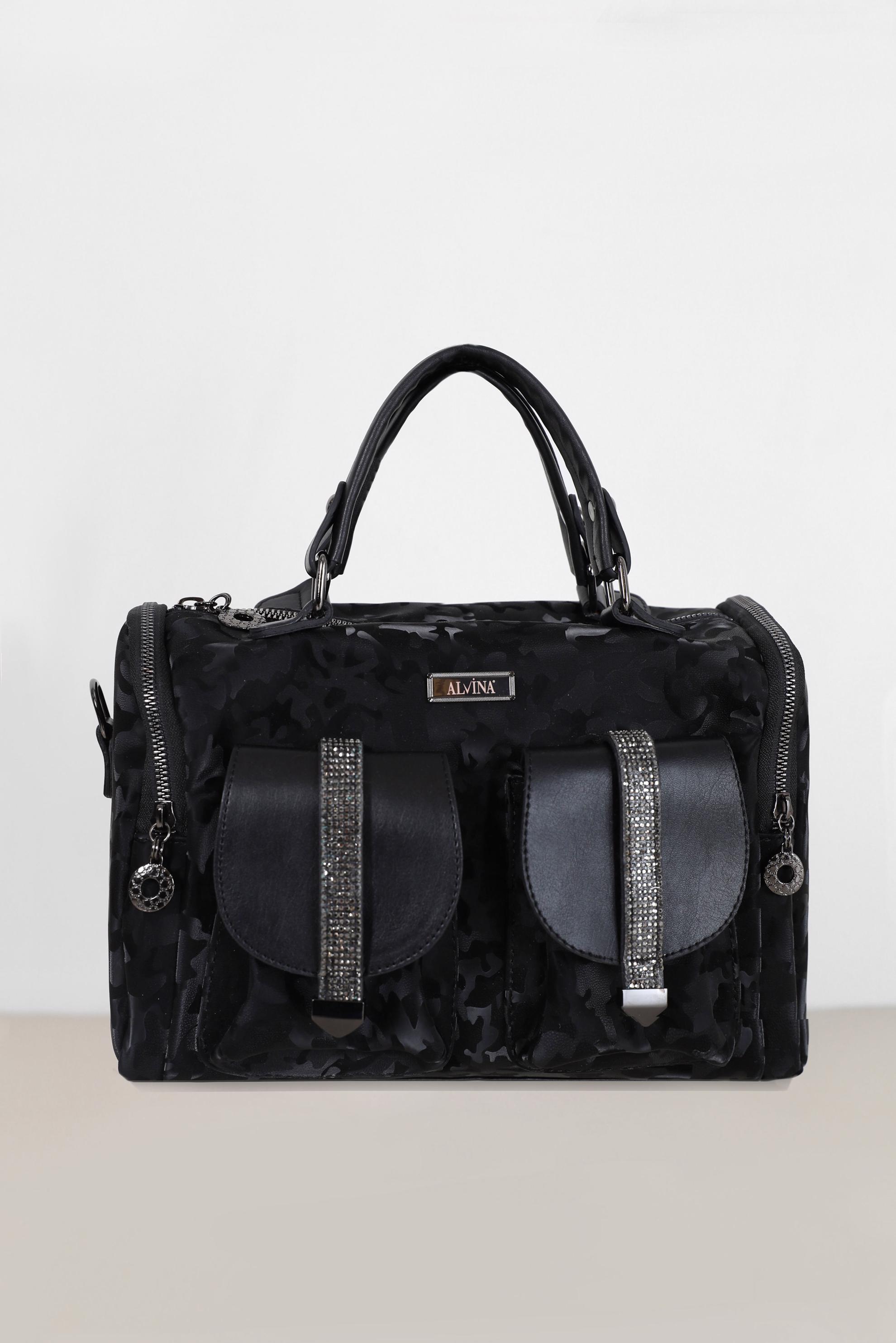 Tesettür giyim SİYAH ALVİNA DESENLİ TAŞ DETAYLI ÇANTA 6010 