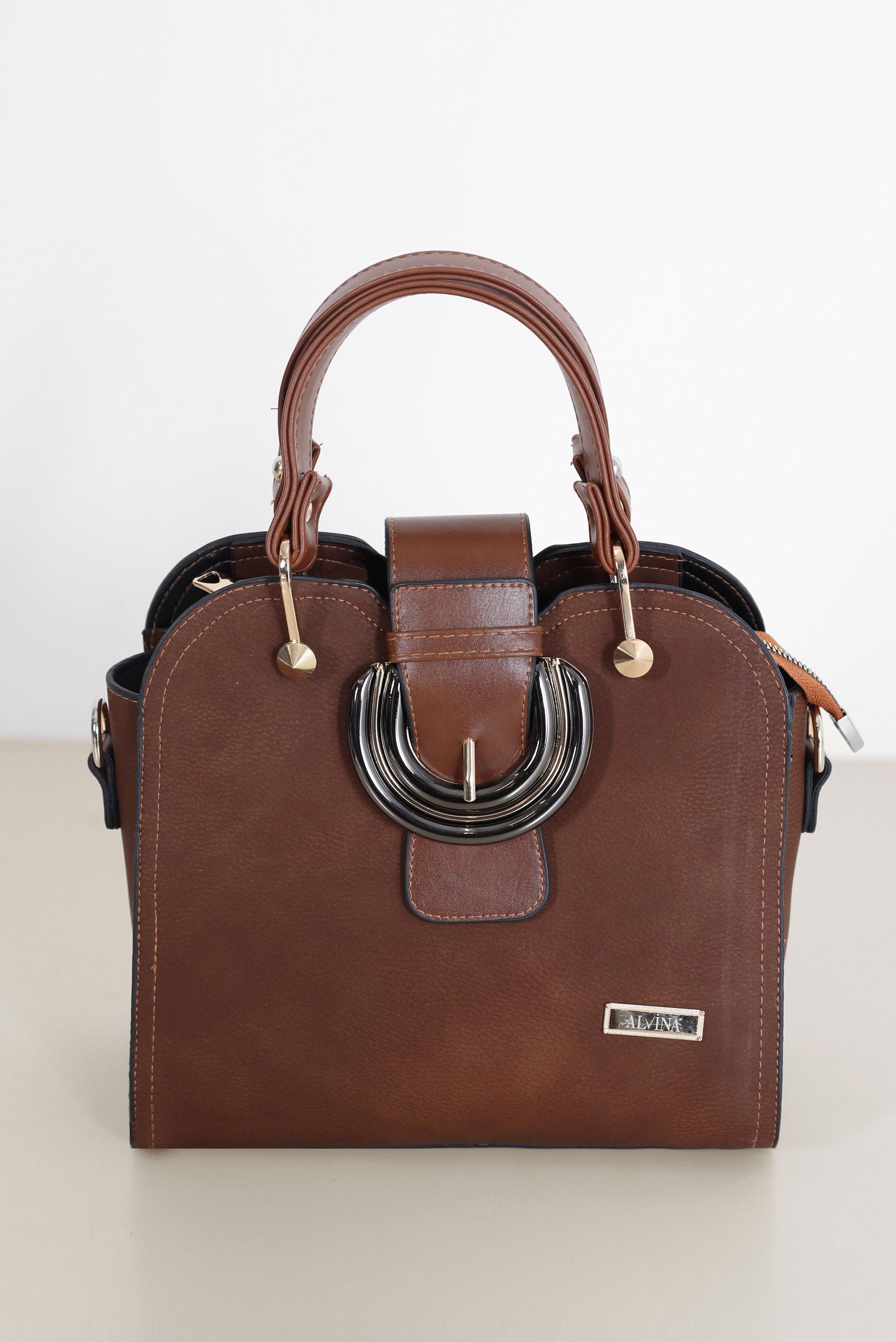 Tesettür giyim TABA ALVİNA KEMER DETAYLI ÇANTA 9010 