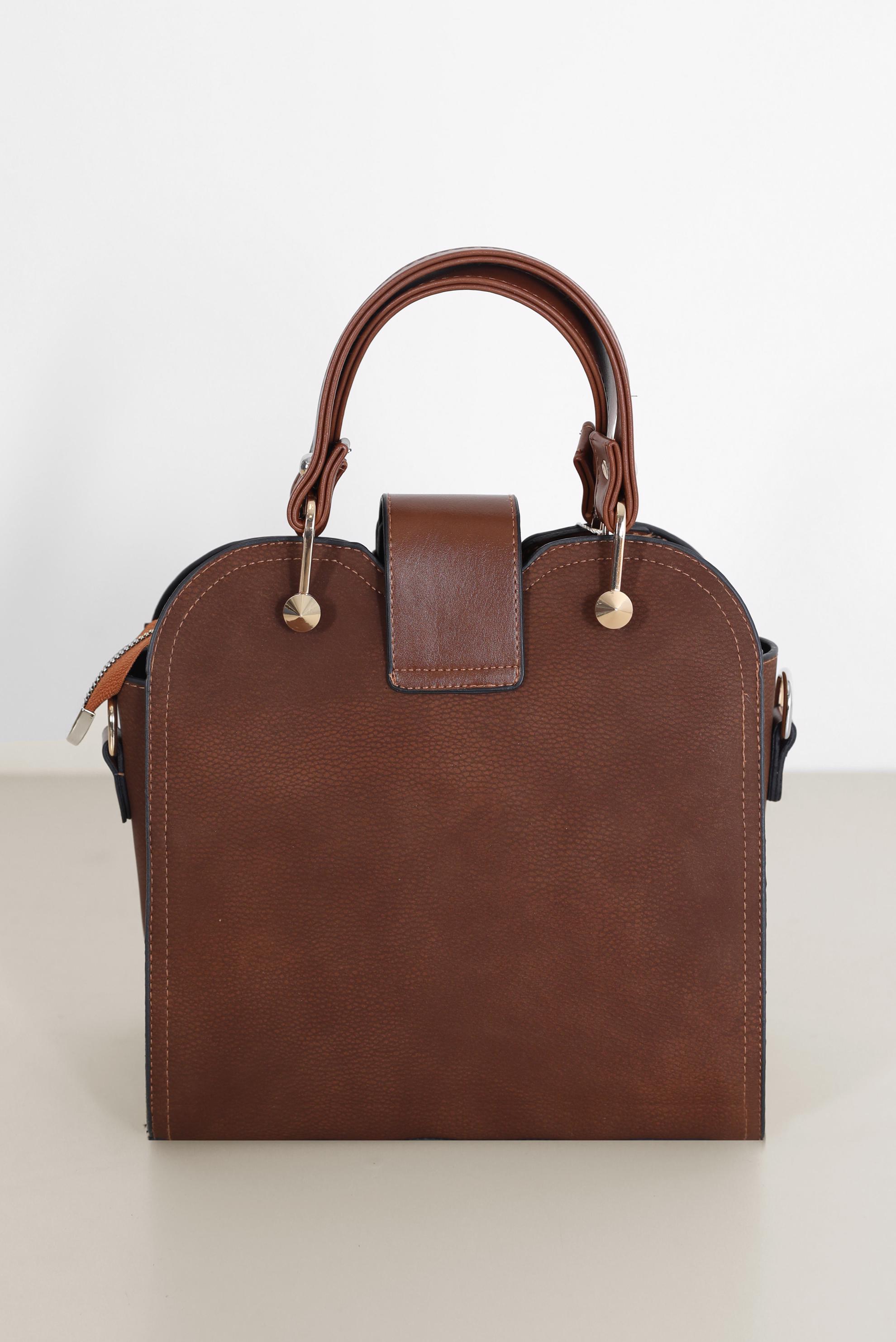 Tesettür giyim TABA ALVİNA KEMER DETAYLI ÇANTA 9010 