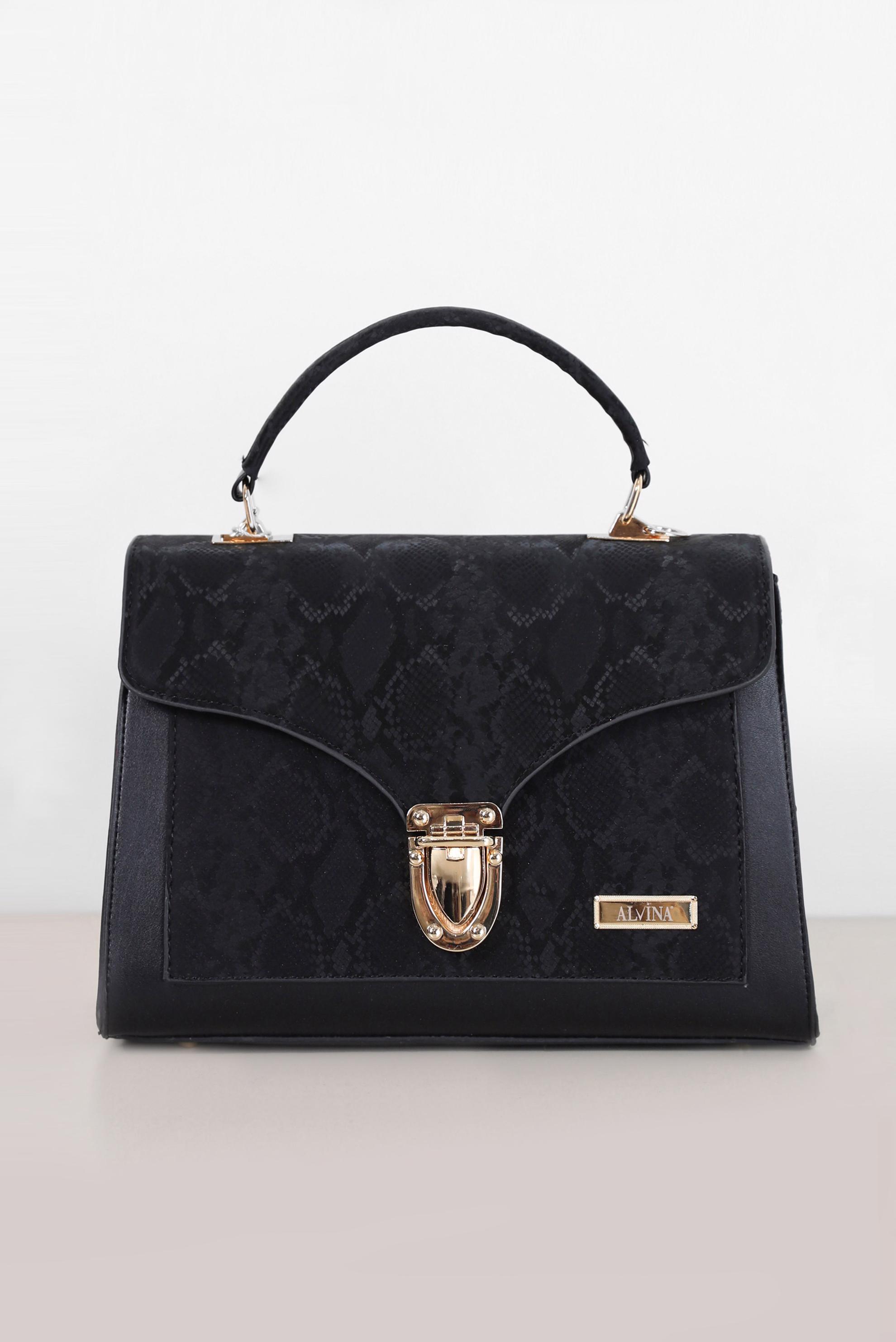 Tesettür giyim SİYAH ALVİNA DESENLİ ÇANTA 9021 