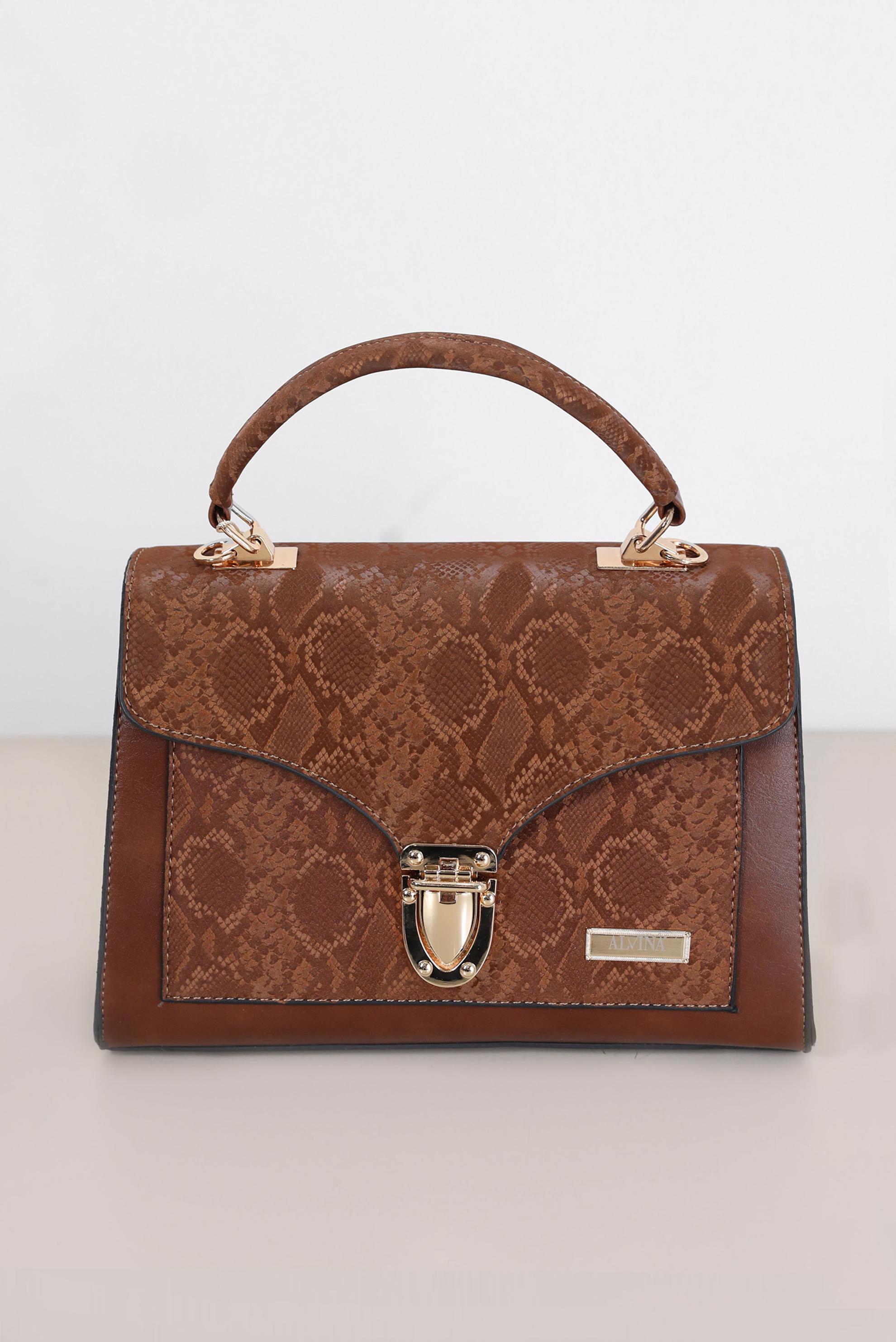 Tesettür giyim TABA ALVİNA DESENLİ ÇANTA 9021 