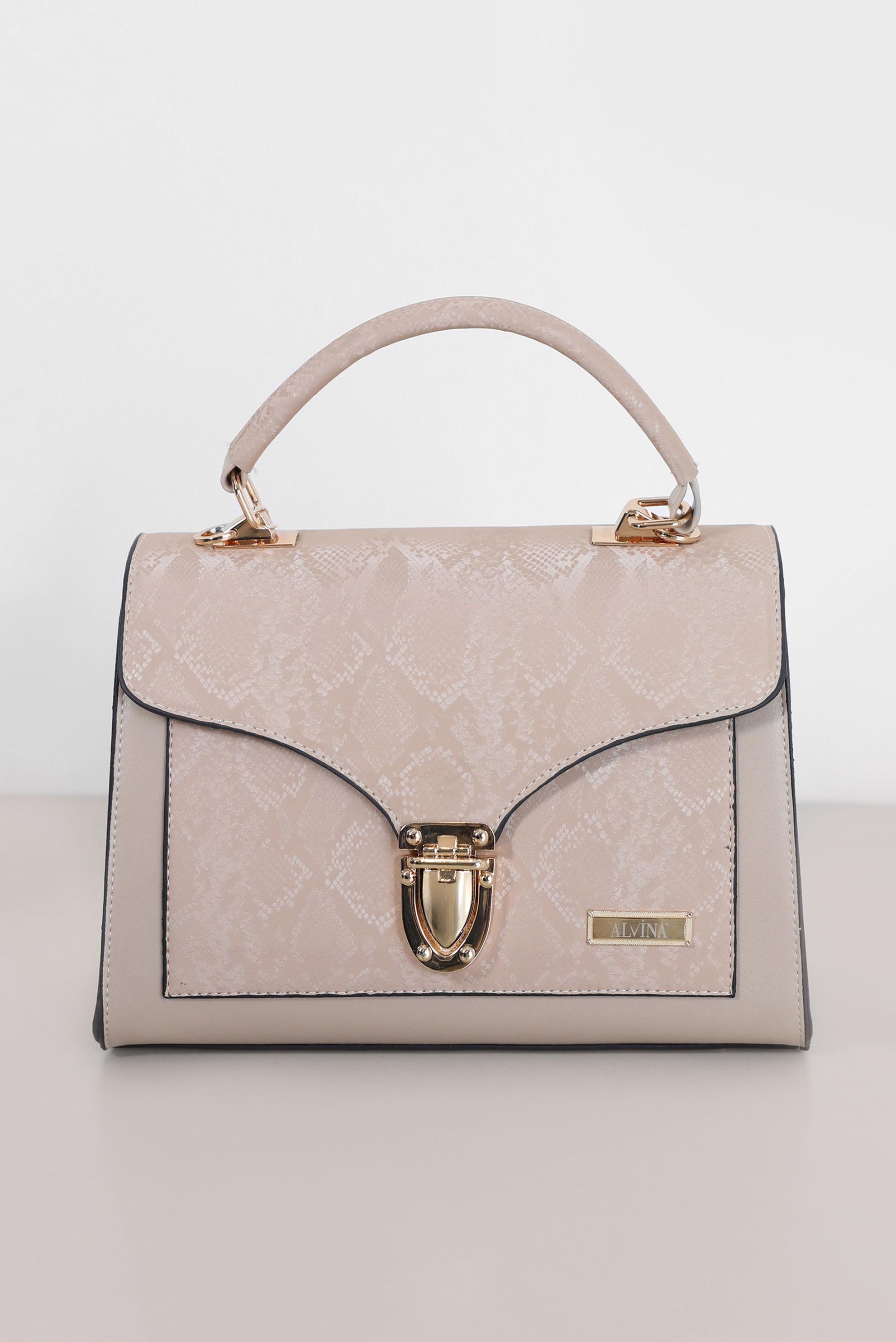 Tesettür giyim VİZON ALVİNA DESENLİ ÇANTA 9021 