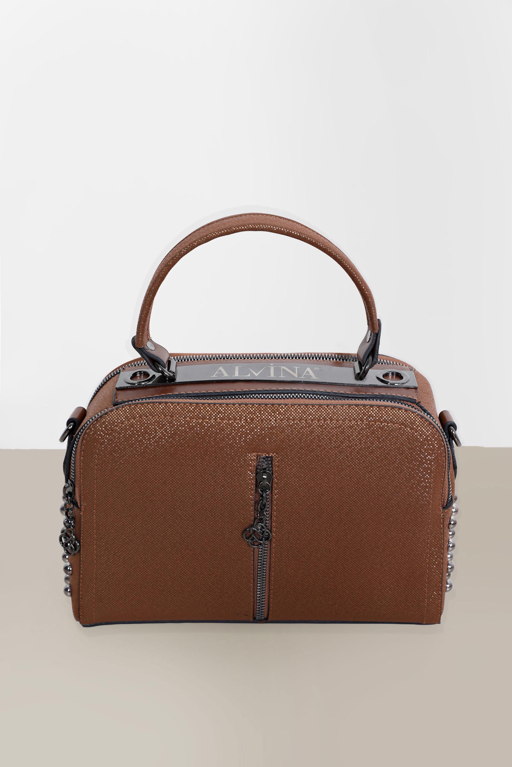 Tesettür giyim TABA ALVİNA FERMUAR DETAYLI ÇANTA 9024