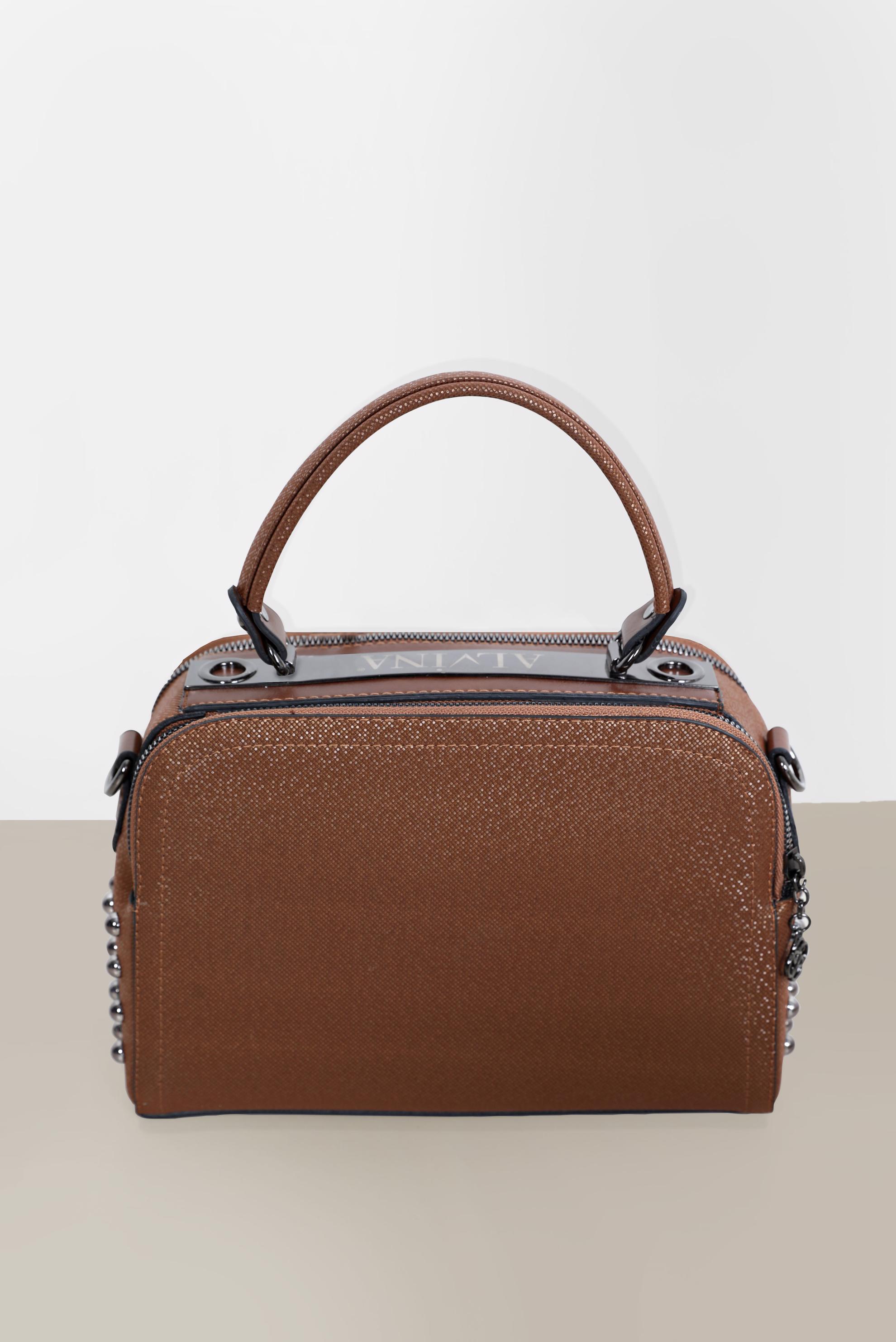 Tesettür giyim TABA ALVİNA FERMUAR DETAYLI ÇANTA 9024