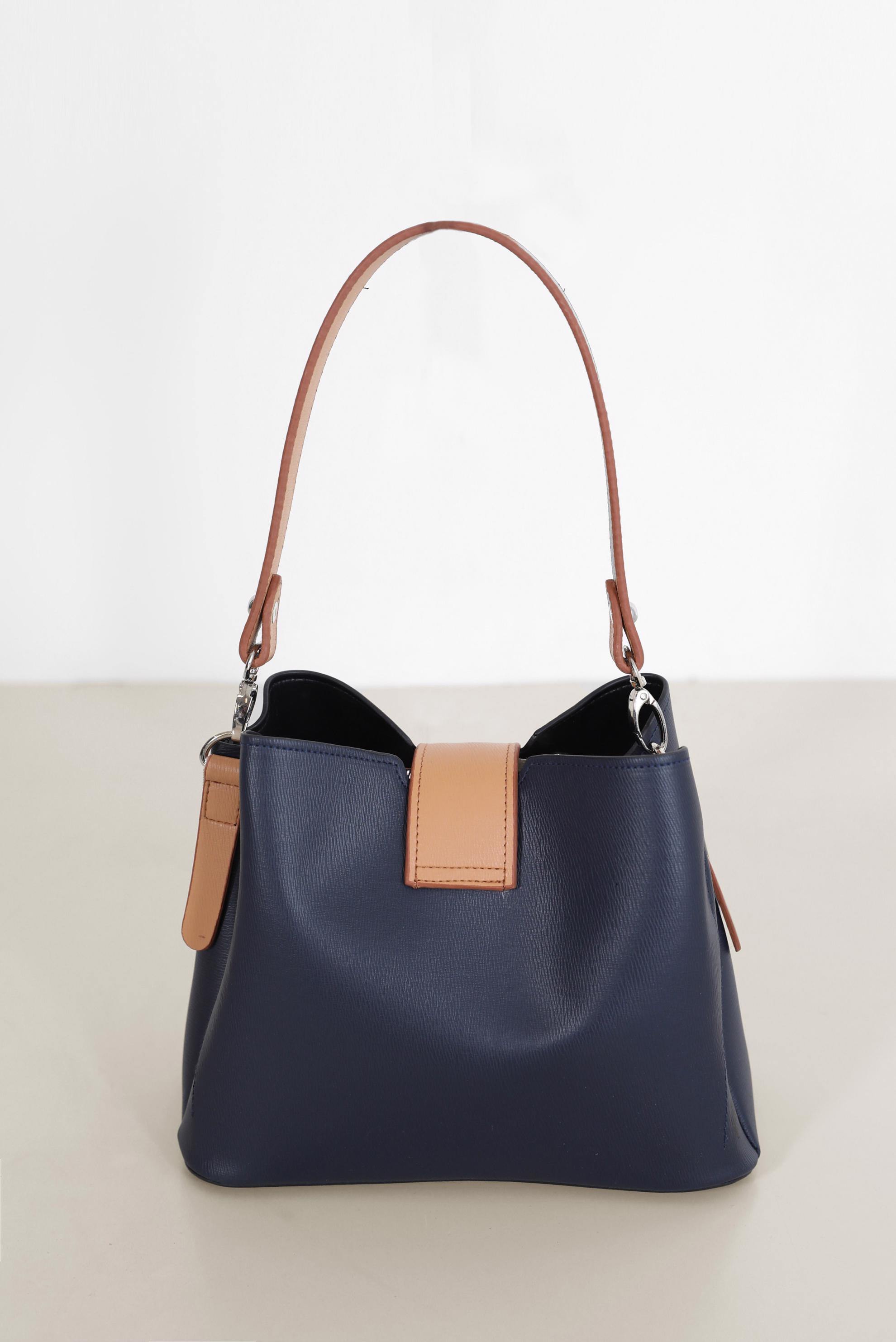 Tesettür giyim LACİVERT İKİ RENK DERİ TOTE ÇANTA 9030 