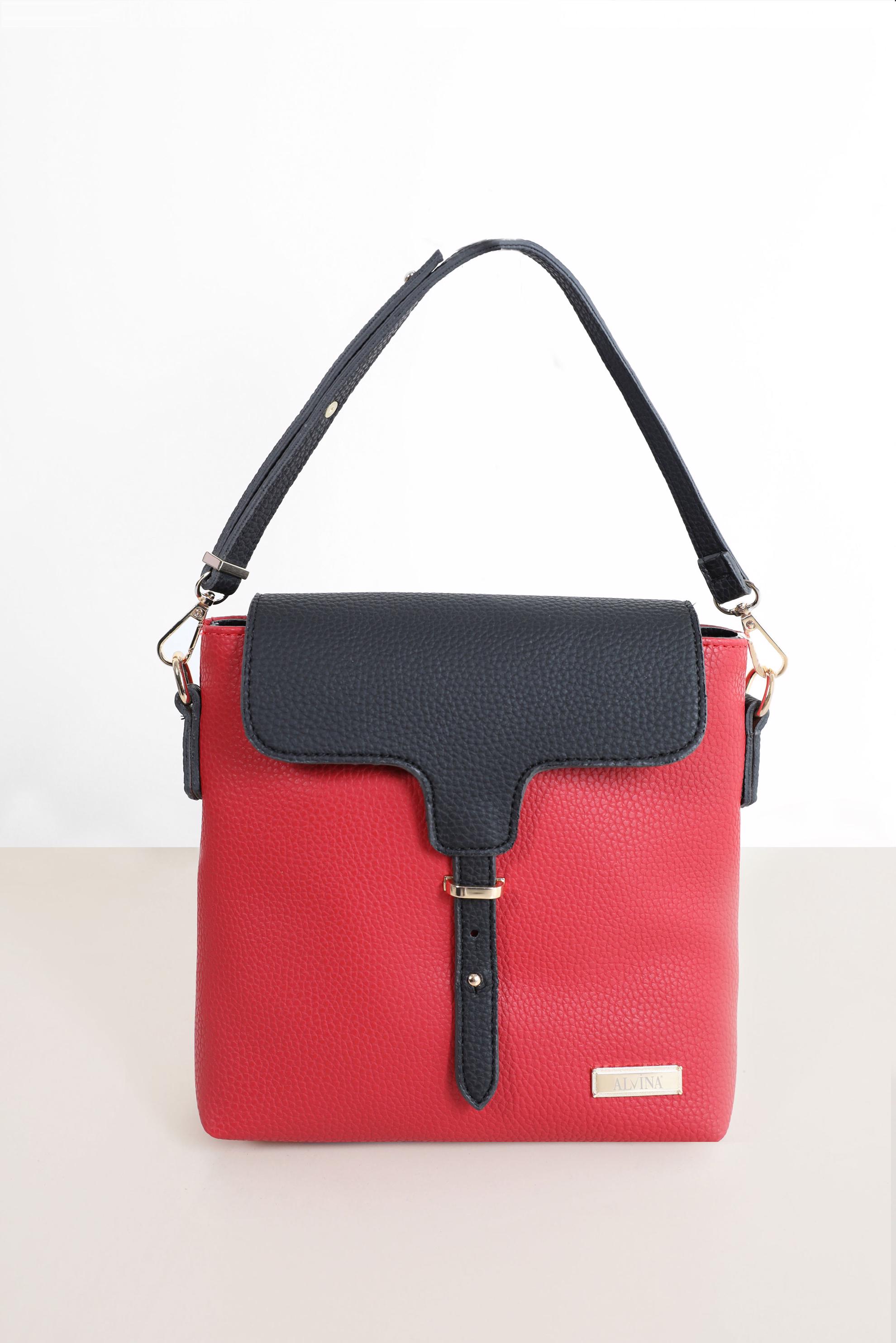 Hijab clothing RED ALVİNA BELT DETAIL TOTE BAG 9032 