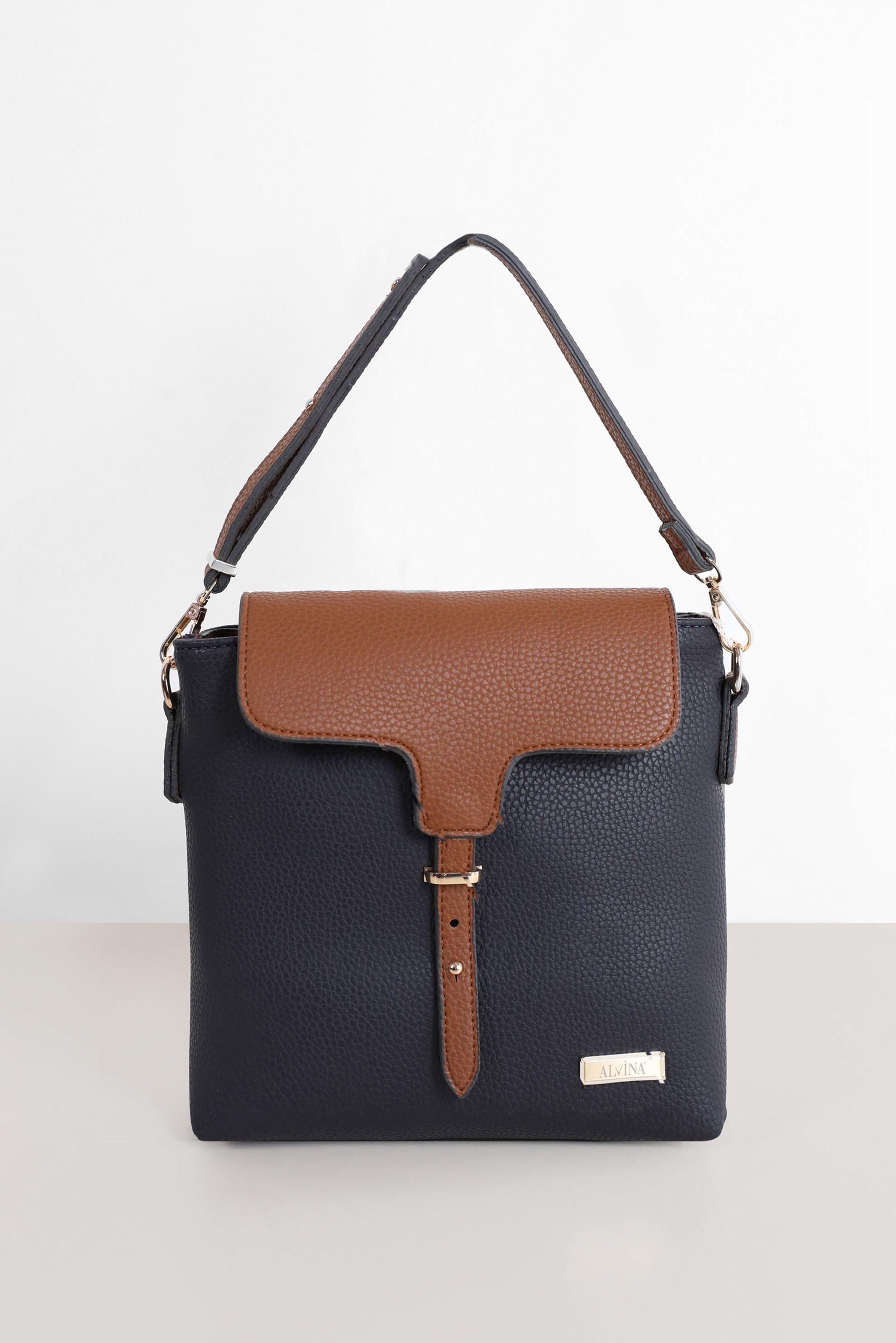 Tesettür giyim LACİVERT ALVİNA KEMER DETAYLI TOTE ÇANTA 9032 