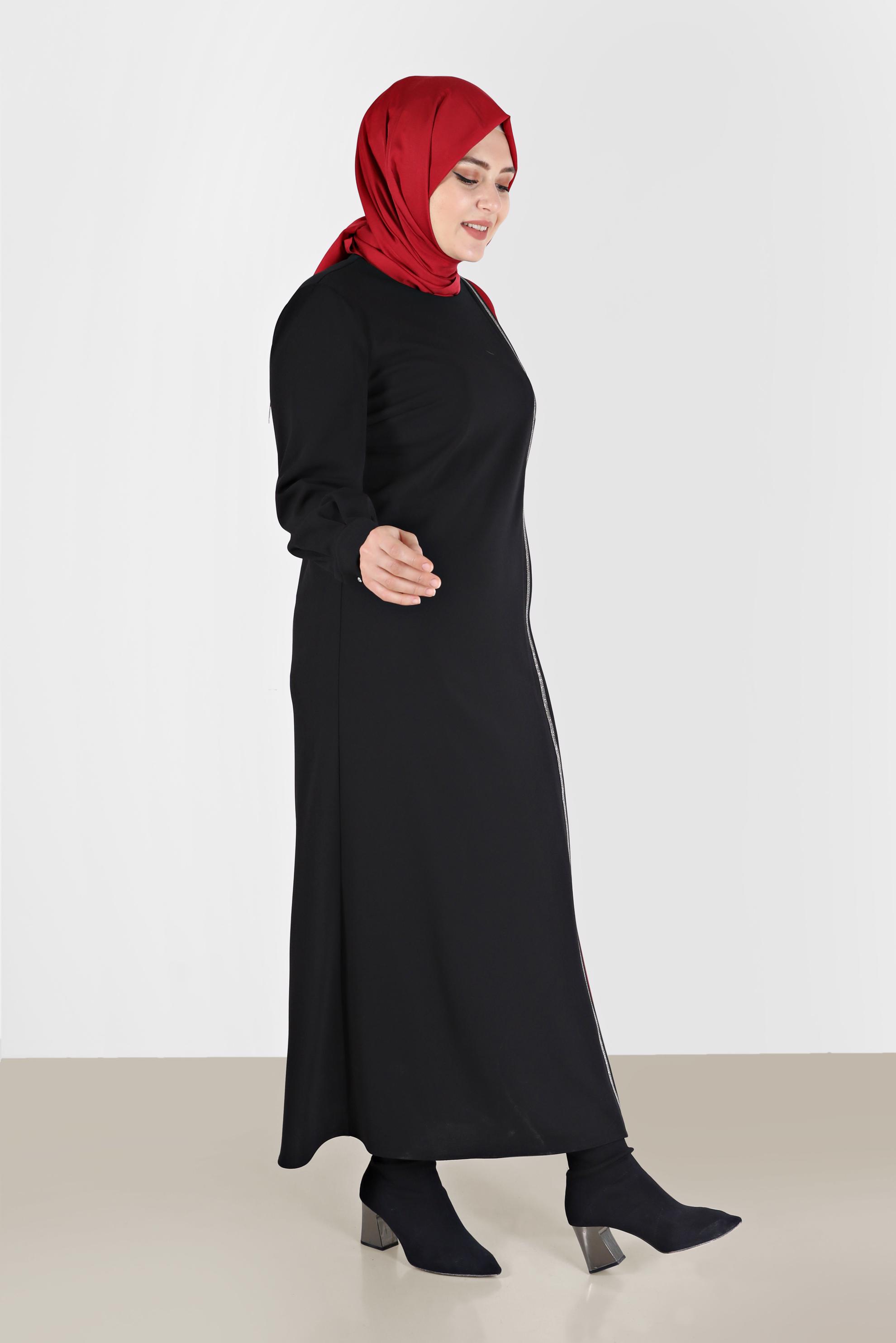 Vêtements hijab ROUGE ROBE À RAYURES GEMMES 20193