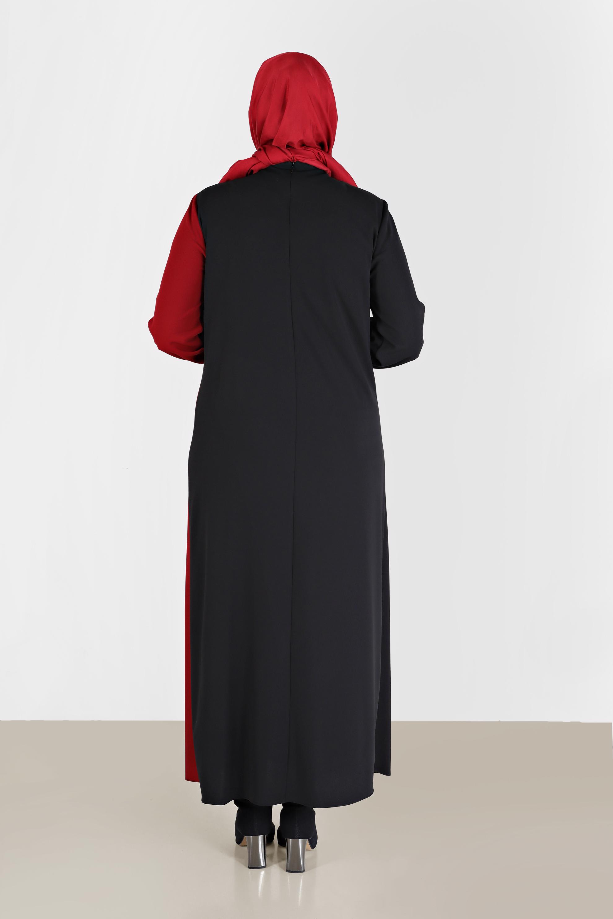 Vêtements hijab ROUGE ROBE À RAYURES GEMMES 20193