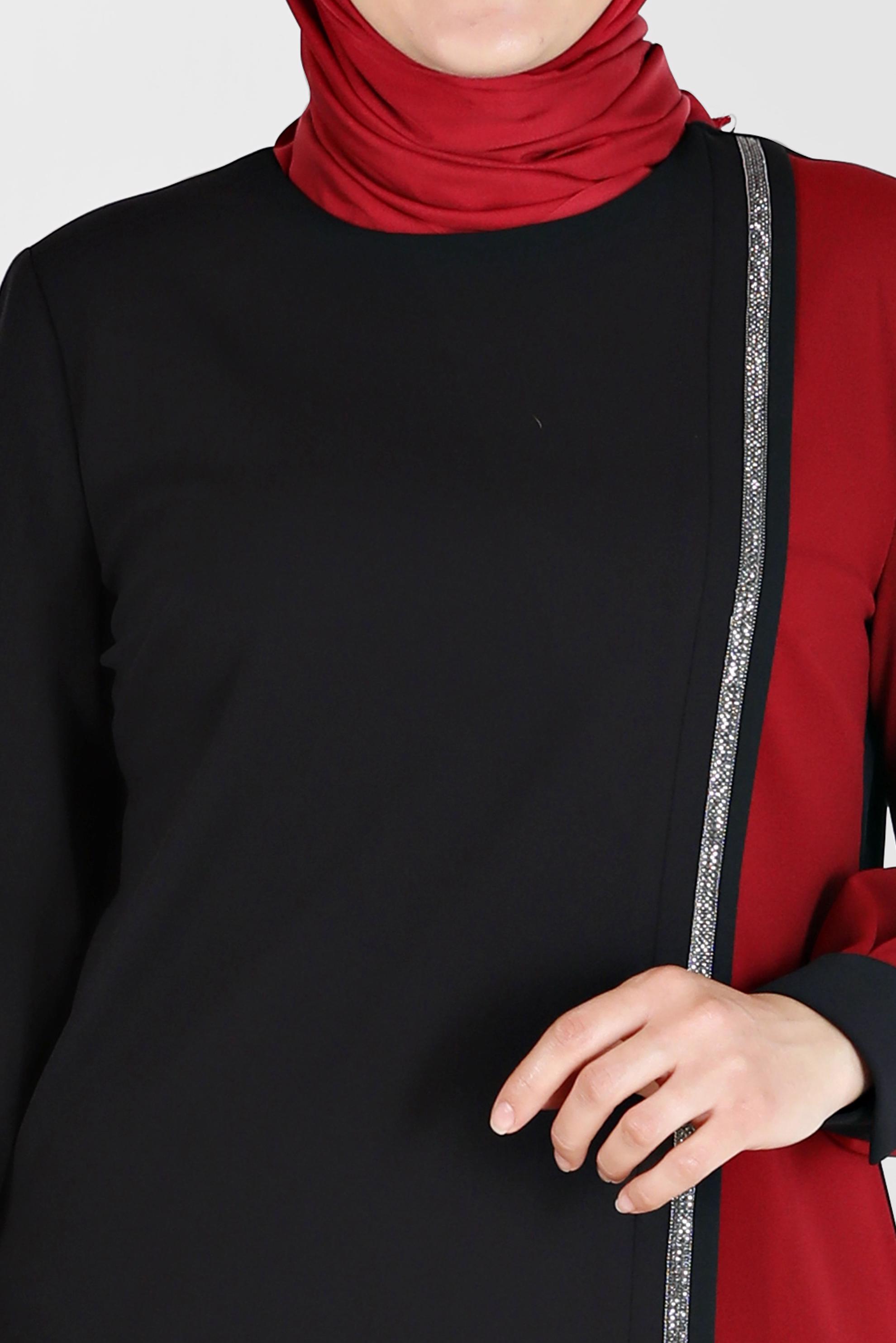 Vêtements hijab ROUGE ROBE À RAYURES GEMMES 20193