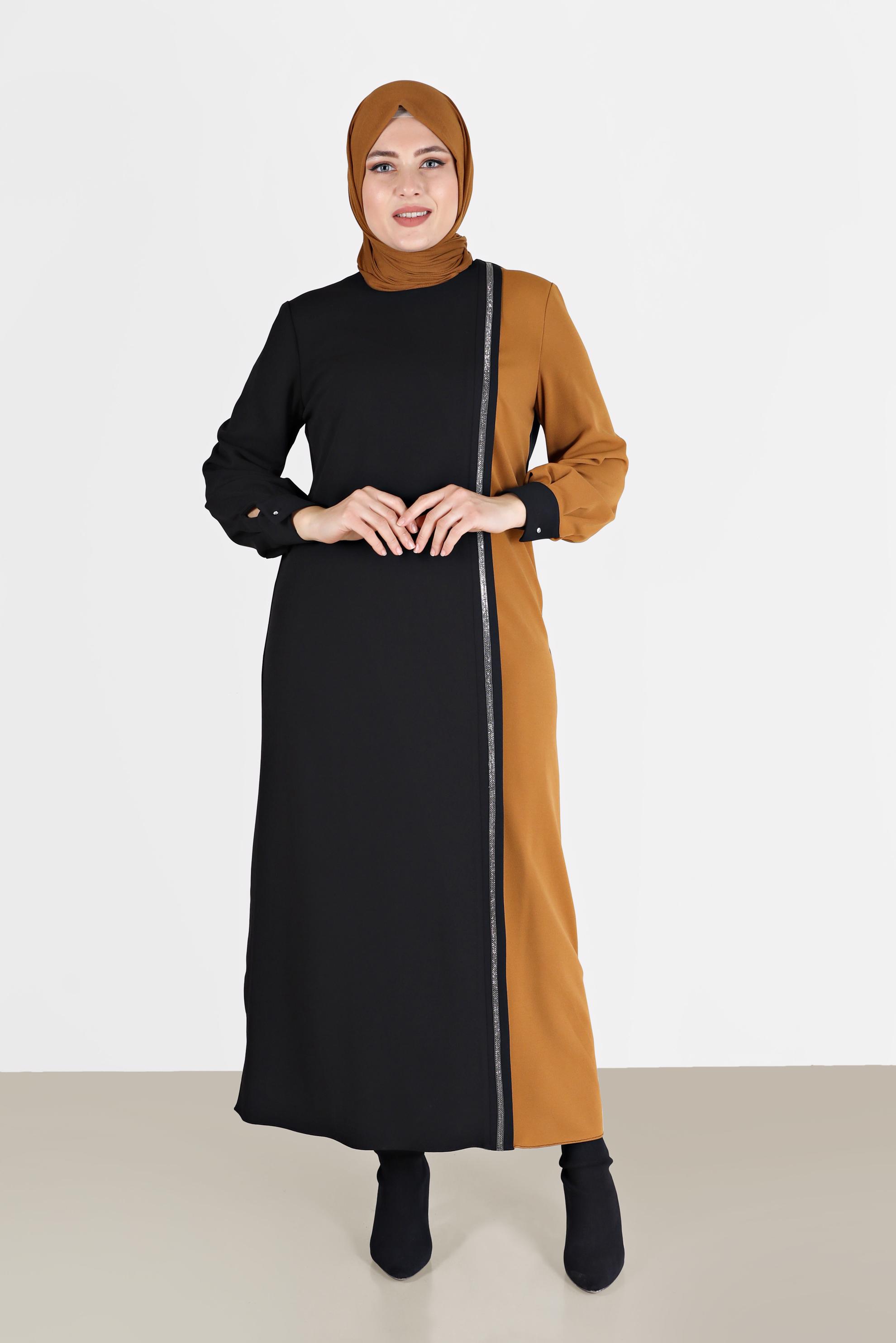 Vêtements hijab JAUNE ROBE À RAYURES GEMMES 20193