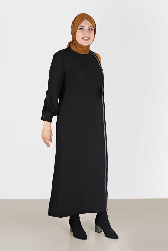 Hijab clothing YELLOW GEM STRIPE DETAIL DRESS 20193  - ALVİNA