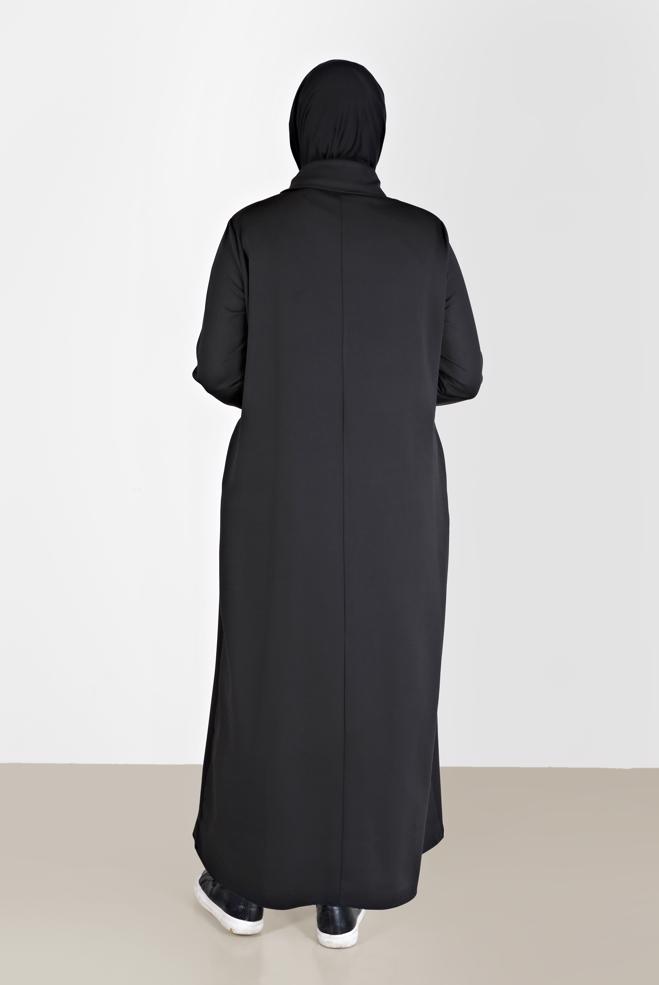 Hijab clothing BLACK SEQUIN EMBROIDERED QUILT DETAIL DRESS 20198  - ALVİNA