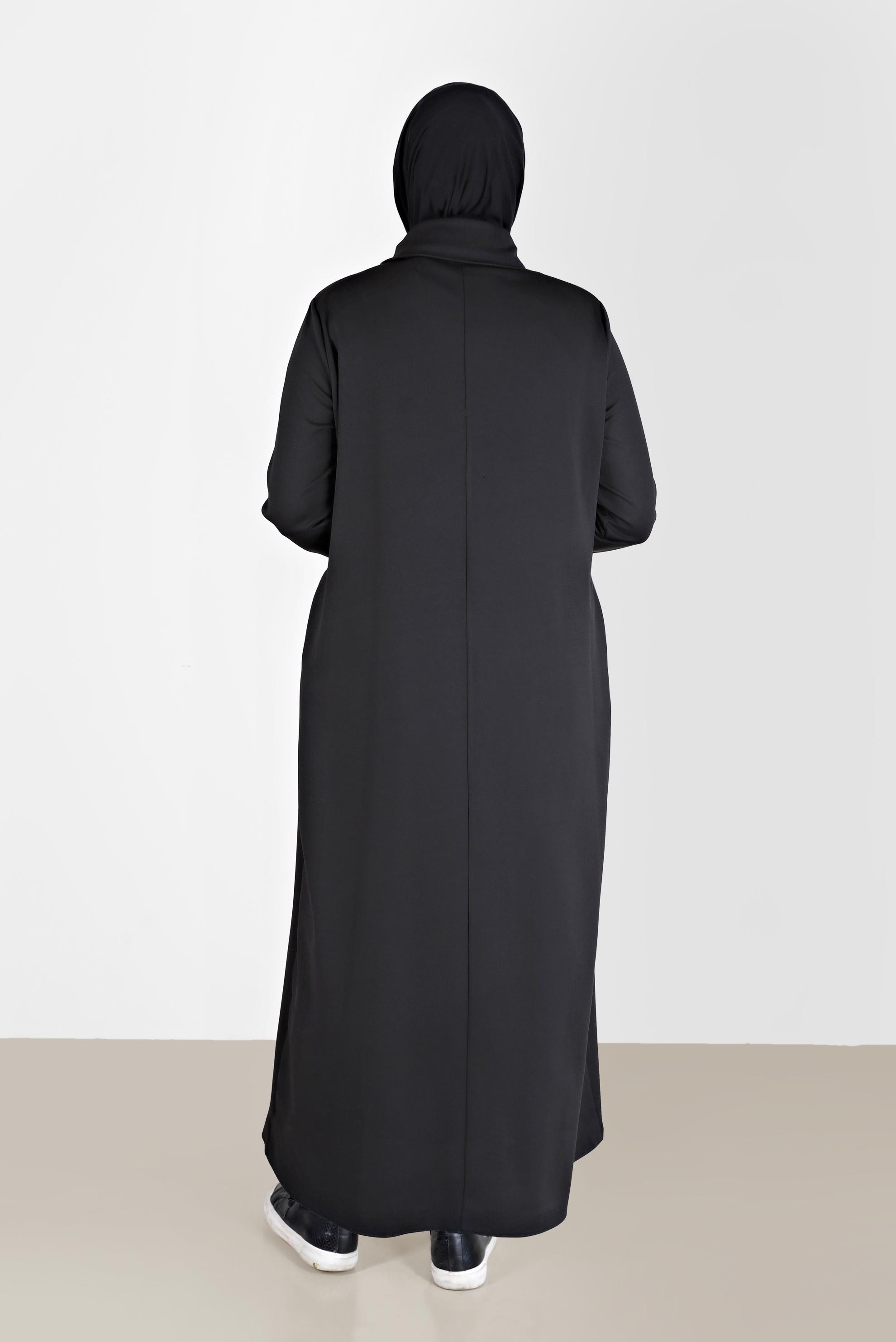 Tesettür giyim SİYAH PUL İŞLEMELİ KAPİTONE DESEN DETAYLI ELBİSE 20198 