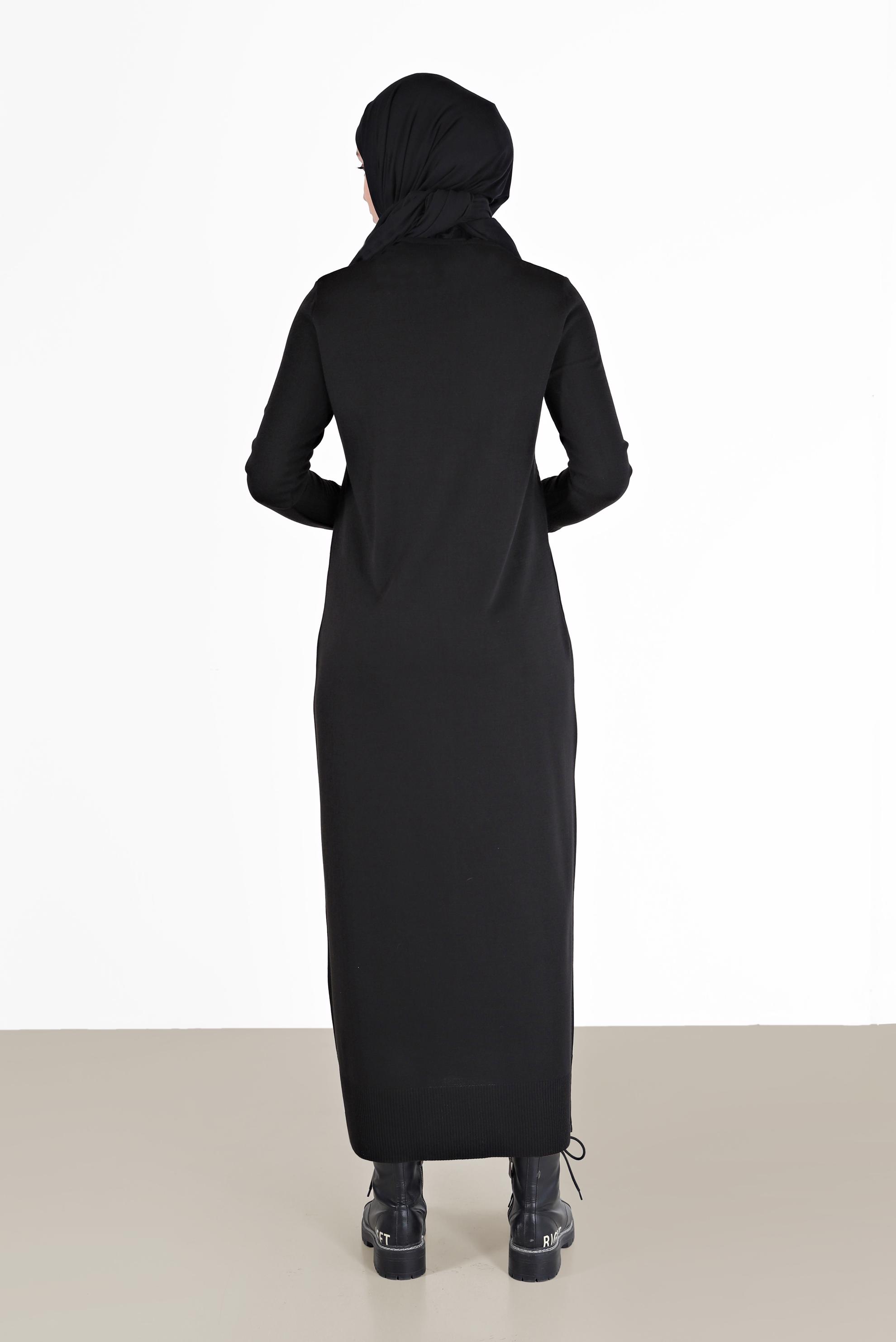 Hijab clothing BLACK CABLE KNIT DRESS 42015