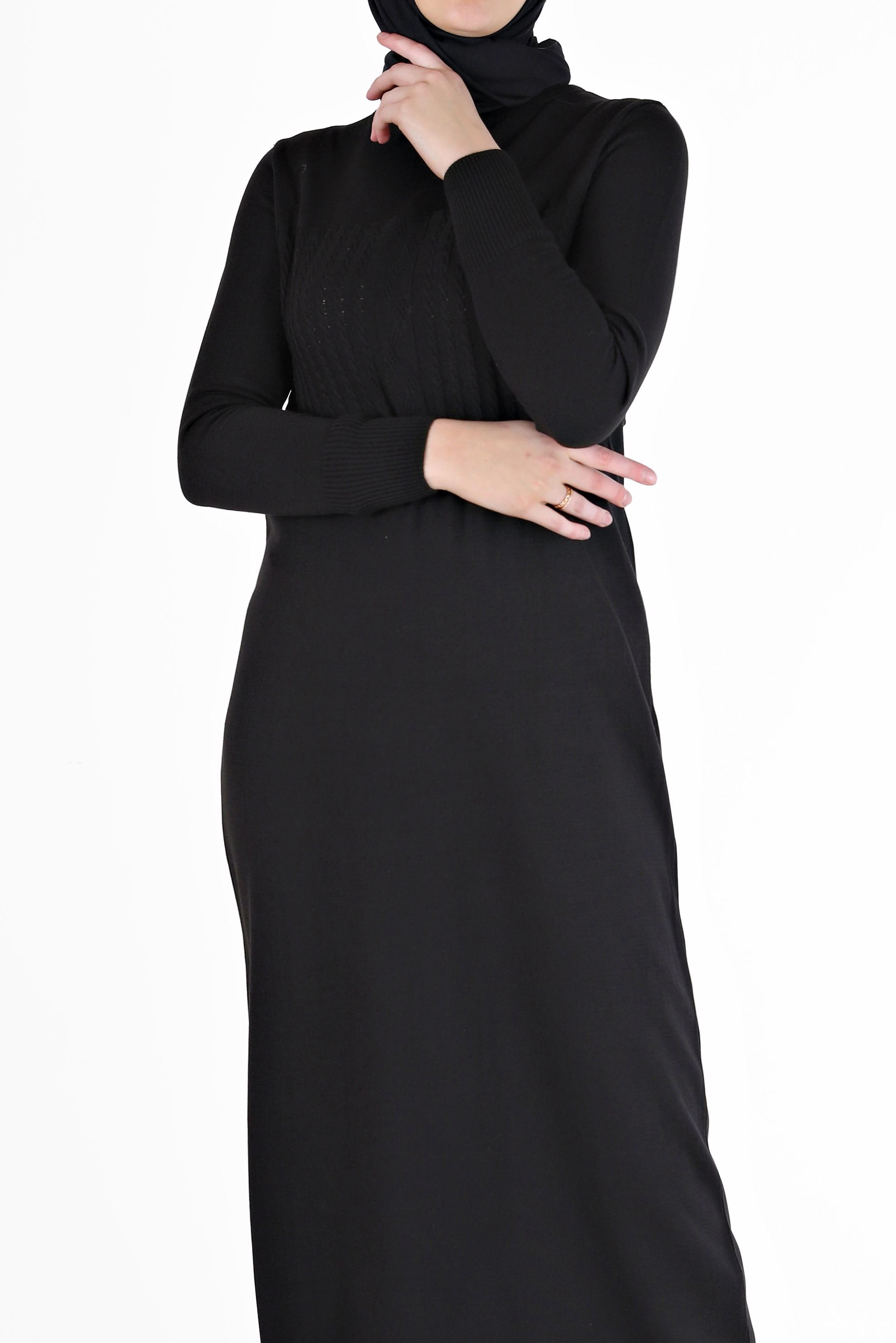 Hijab clothing BLACK CABLE KNIT DRESS 42015