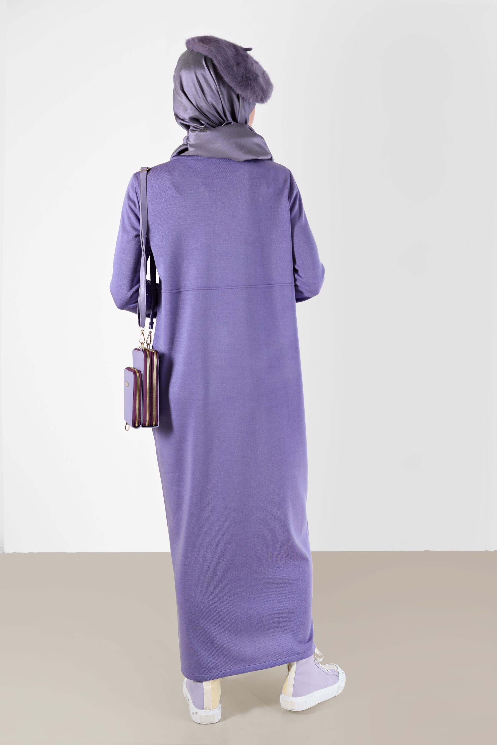 Tesettür giyim MOR BASIC TRİKO ELBİSE 42016 