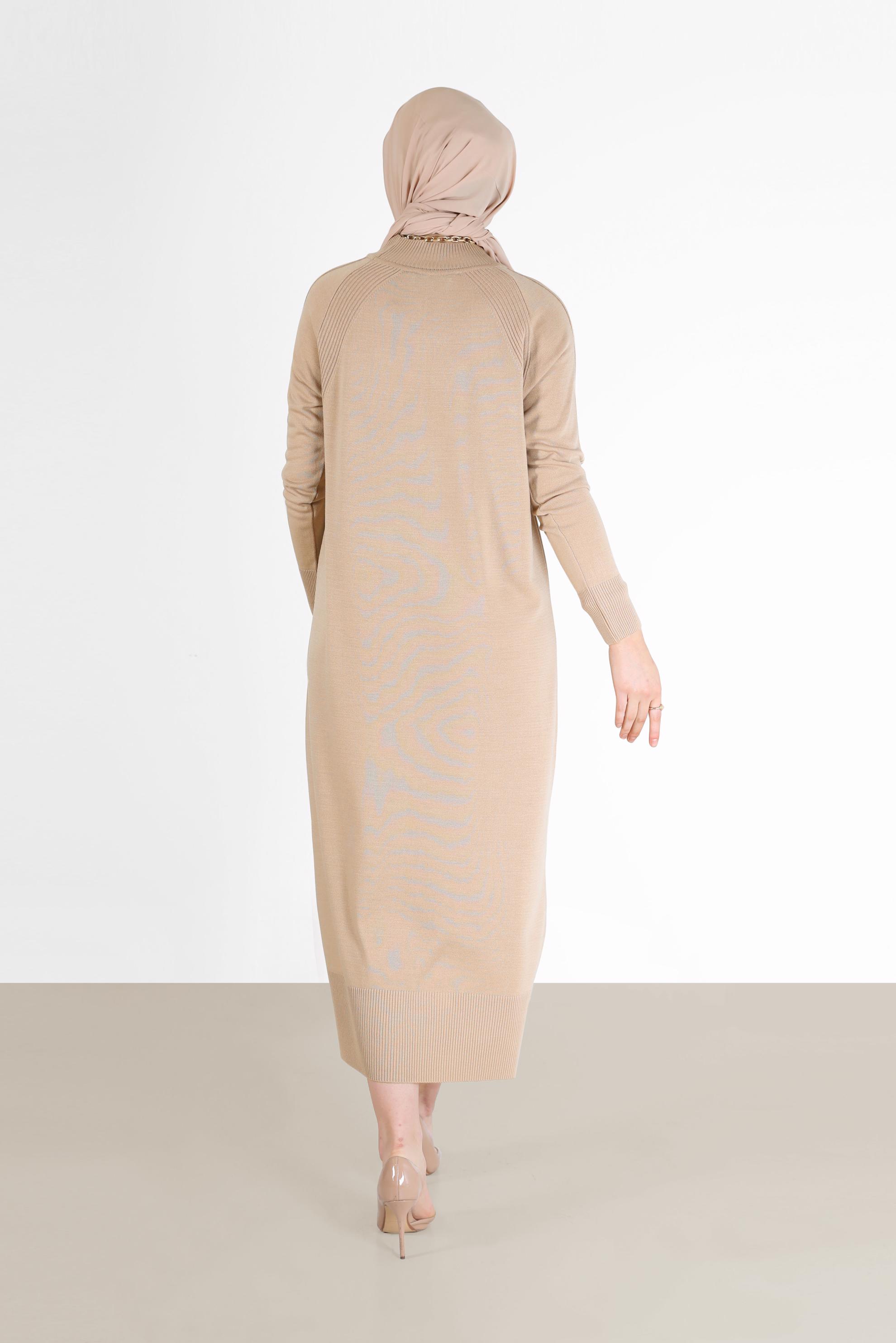 Hijab clothing BEIGE KNITWEAR DRESS 42017