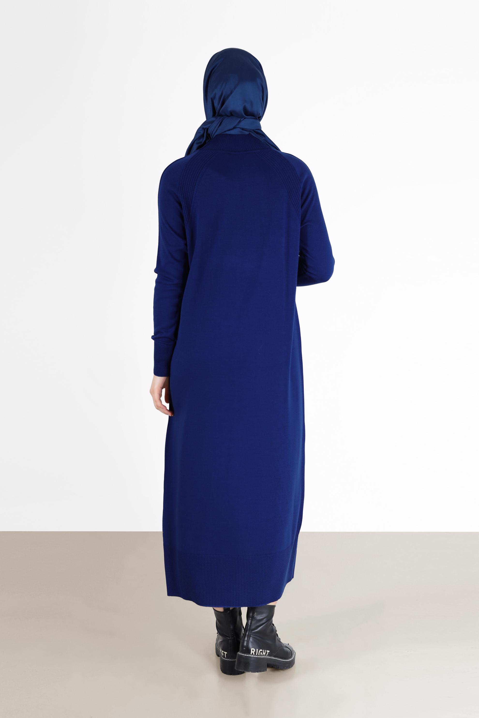 Tesettür giyim LACİVERT TRİKO ELBİSE 42017