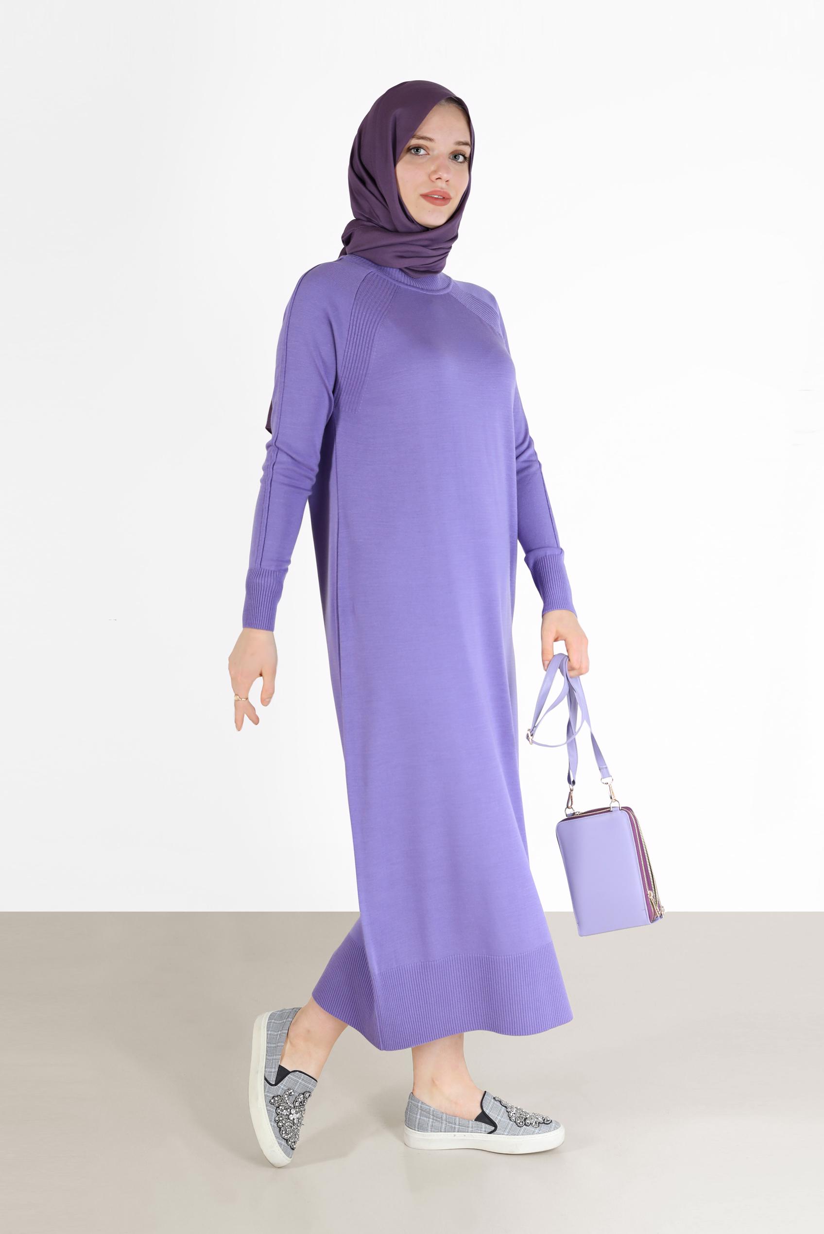 Hijab clothing PURPLE KNITWEAR DRESS 42017