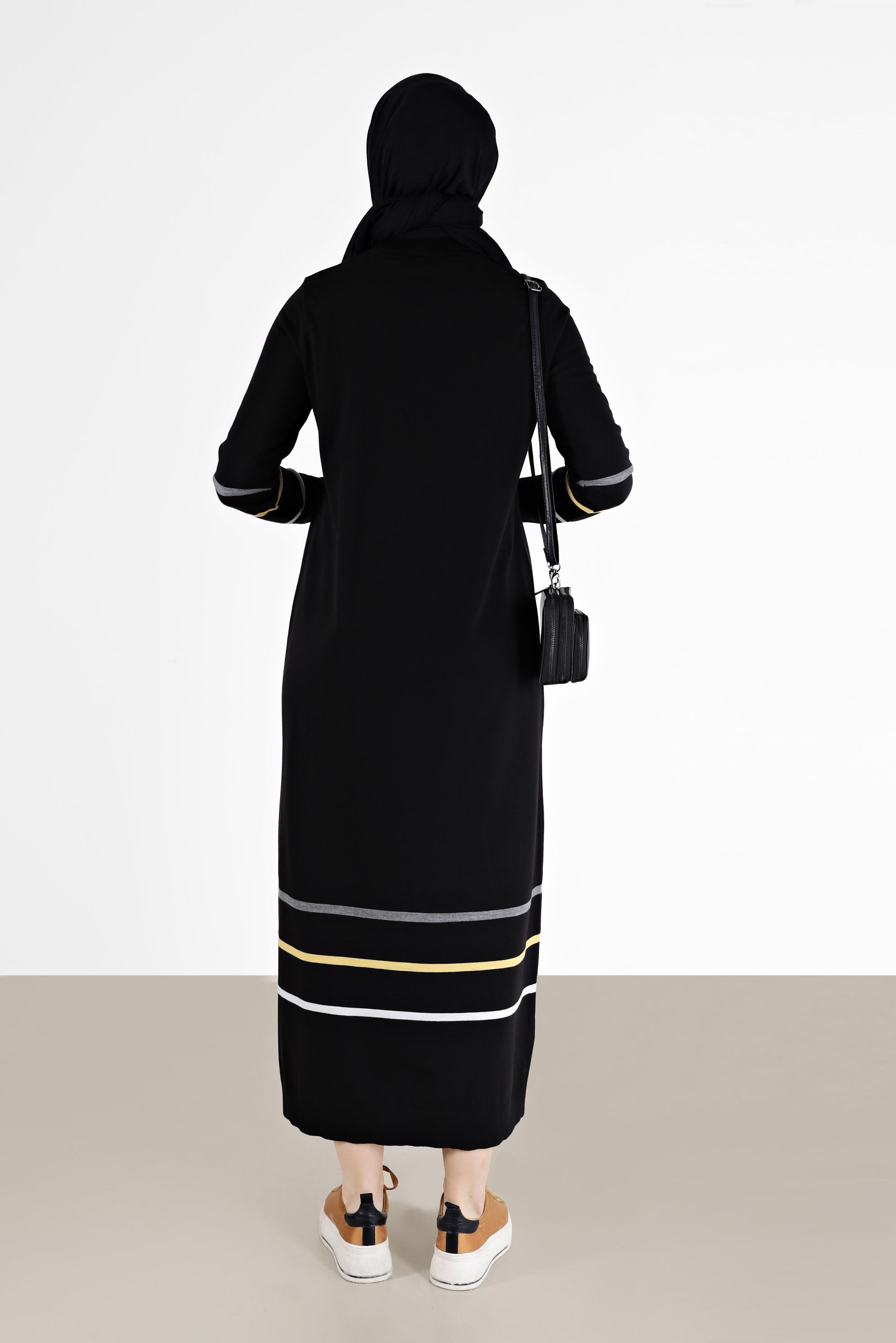 Hijab clothing BLACK STRIPE DETAIL KNITWEAR TUNIC 42024 