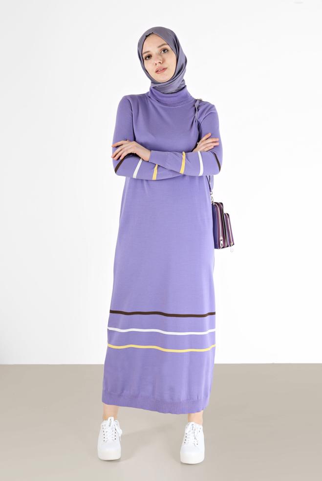 Hijab clothing  STRIPE DETAIL KNITWEAR TUNIC 42024  - ALVİNA