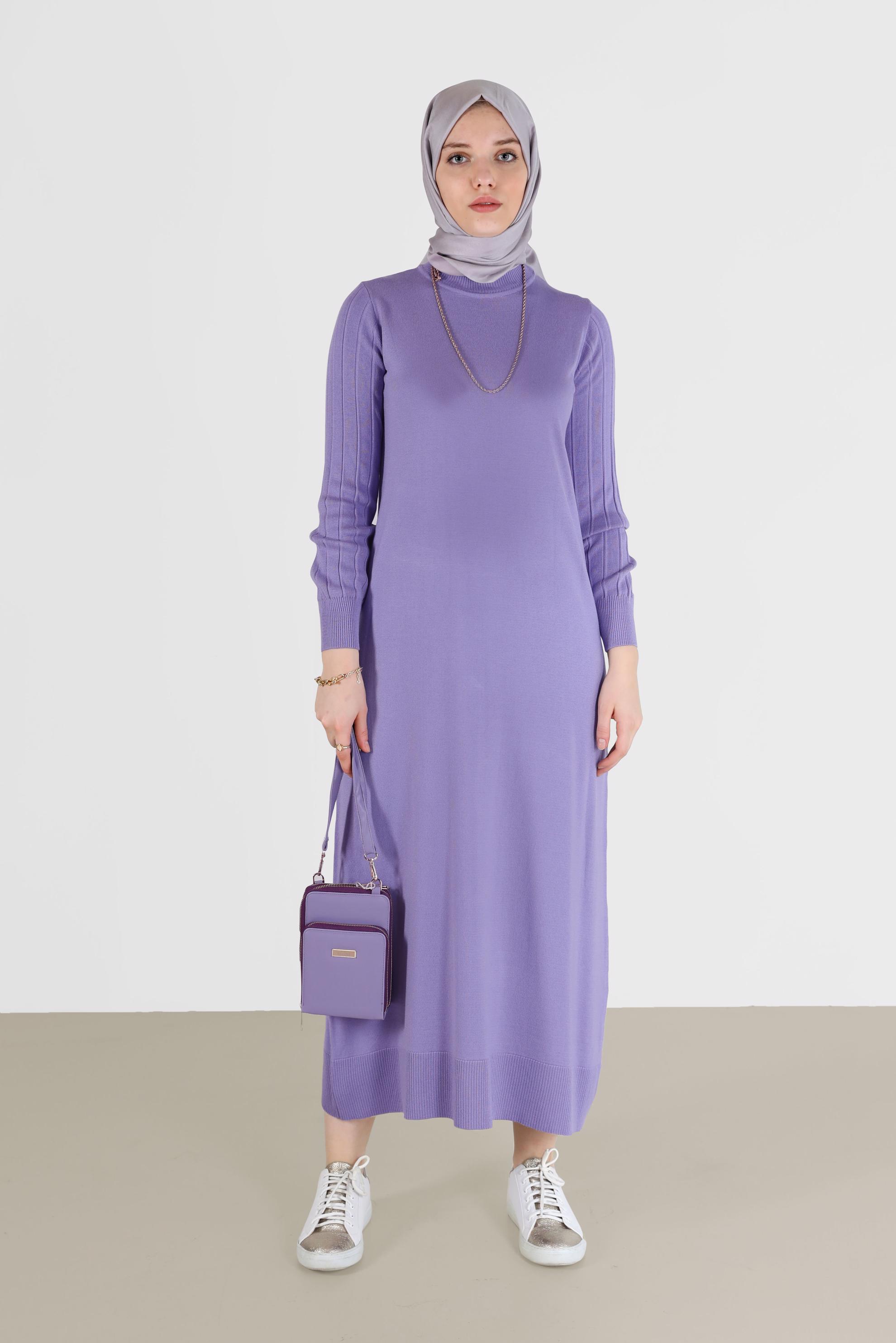 Hijab clothing PURPLE BASIC KNITWEAR DRESS 42060 